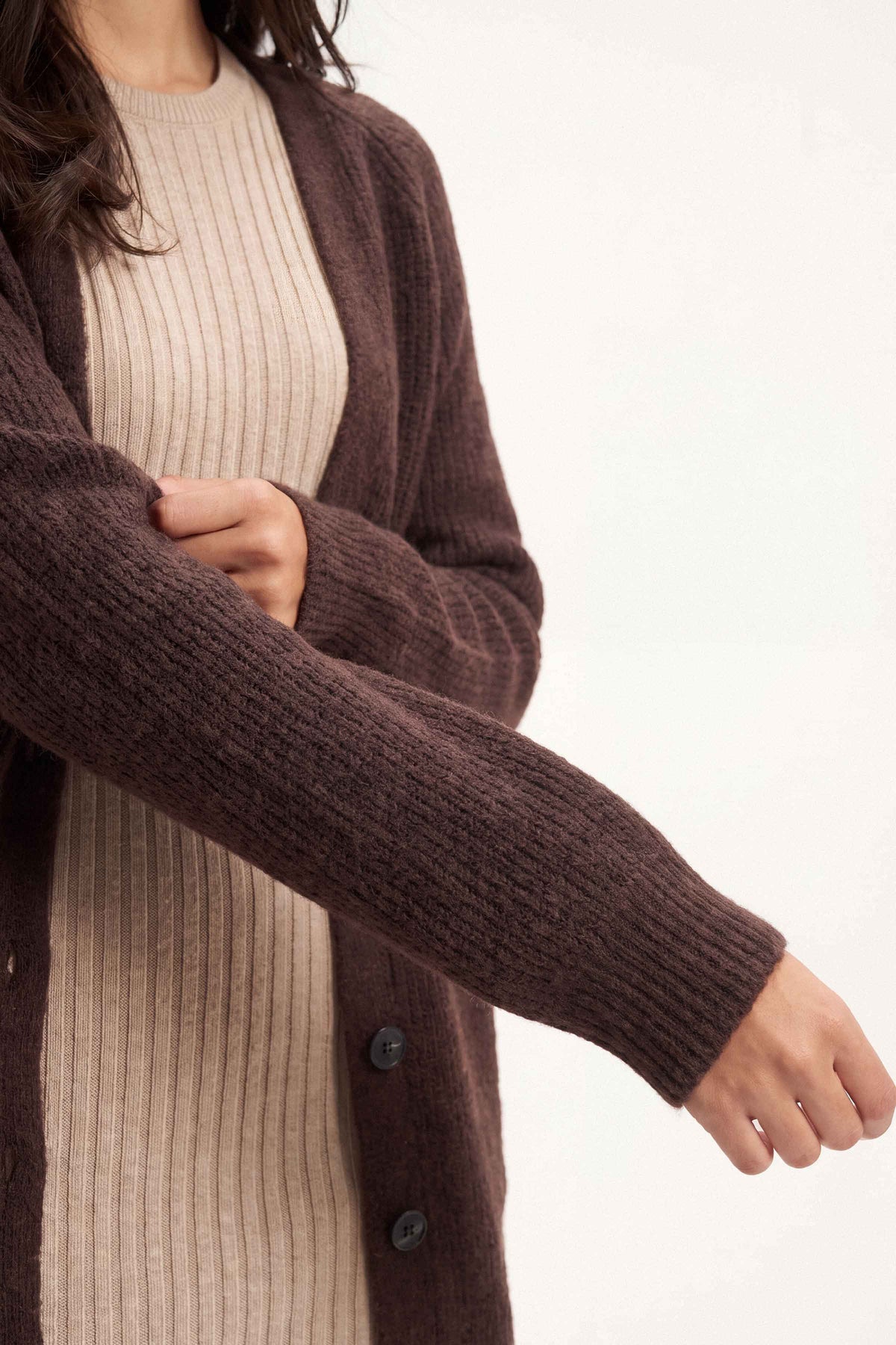 Coffee Long Sweater-1719070117 for Women – Long Sweaters Collection | Nishat | Shop Online