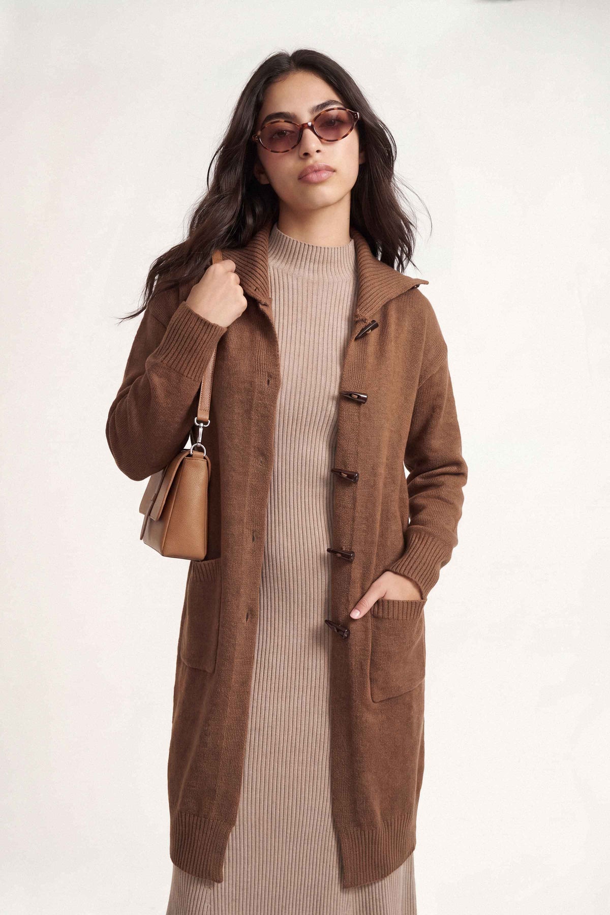 Coffee Long Sweater-1719080117 for Women – Long Sweaters Collection | Nishat | Shop Online