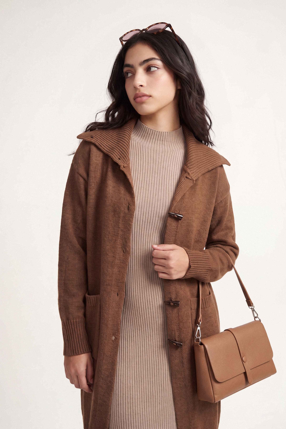 Coffee Long Sweater-1719080117 for Women – Long Sweaters Collection | Nishat | Shop Online