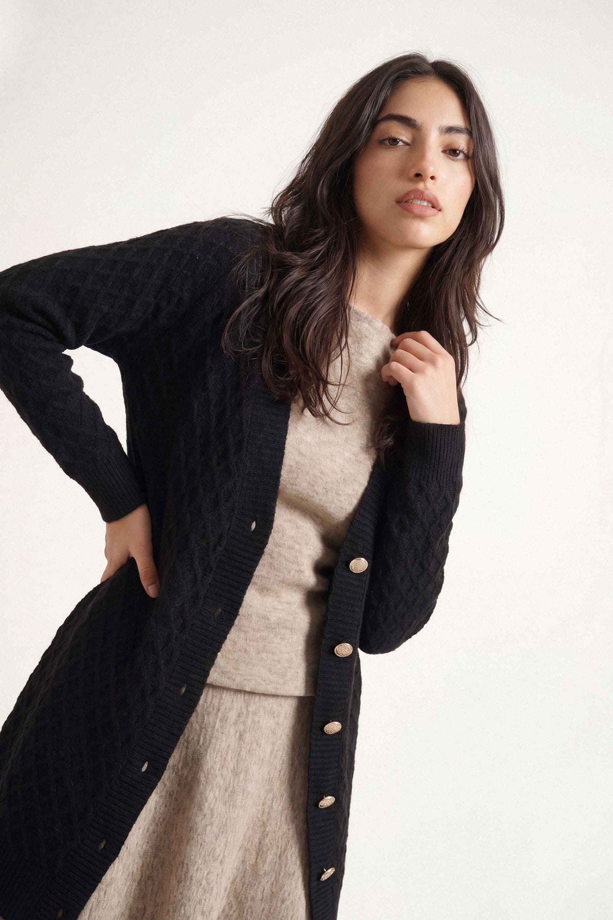 Black Long Sweater-1719090103 for Women – Long Sweaters Collection | Nishat | Shop Online
