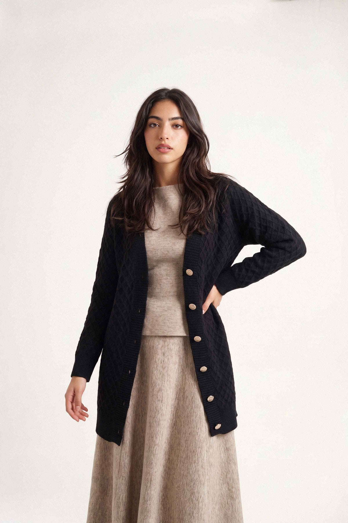 Black Long Sweater-1719090103 for Women – Long Sweaters Collection | Nishat | Shop Online