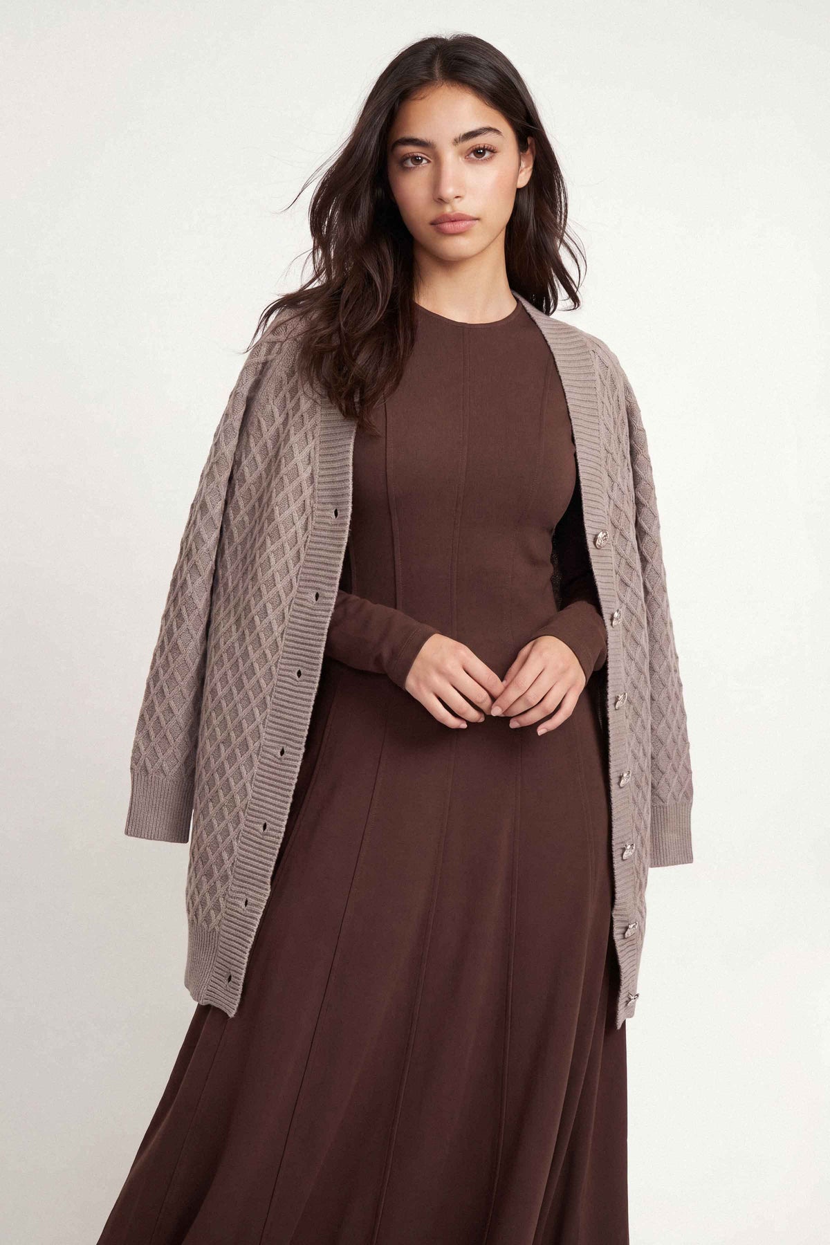 Beige Long Sweater-1719090118 for Women – Long Sweaters Collection | Nishat | Shop Online