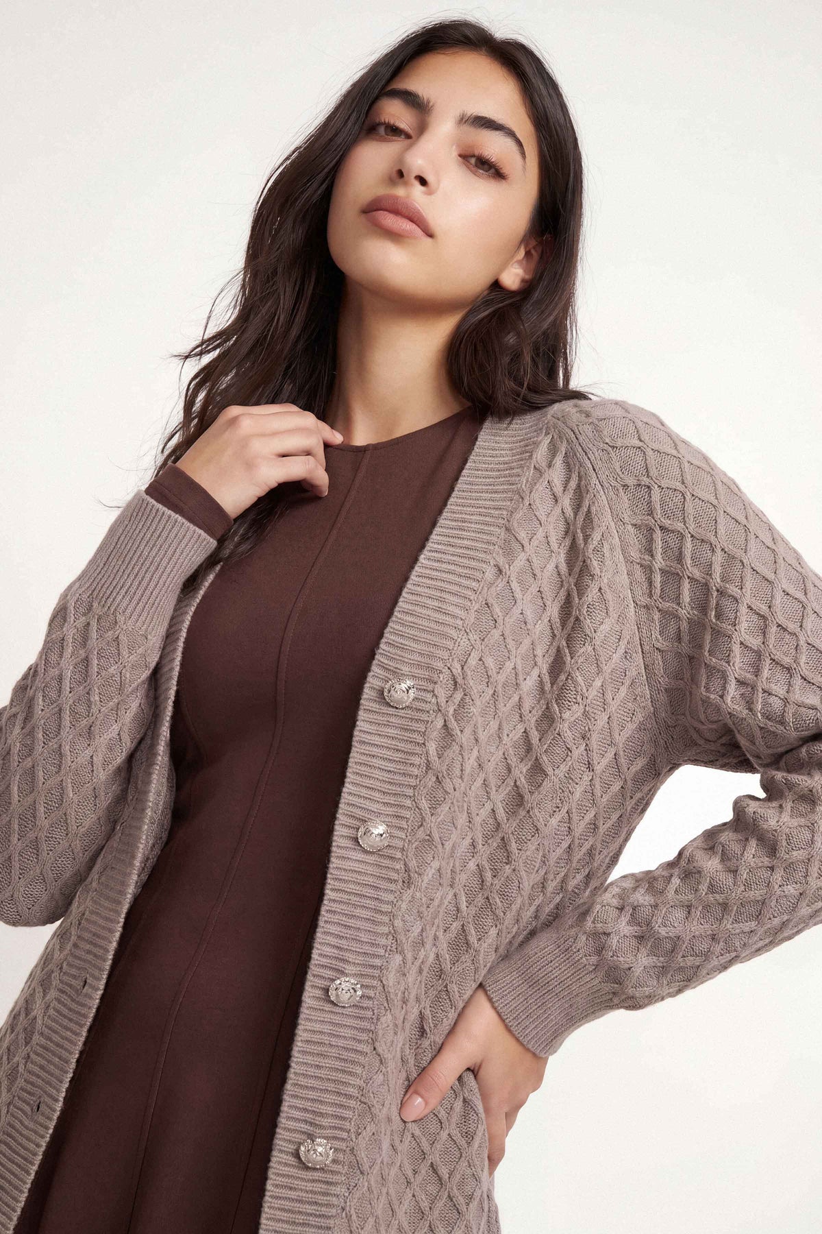 Beige Long Sweater-1719090118 for Women – Long Sweaters Collection | Nishat | Shop Online