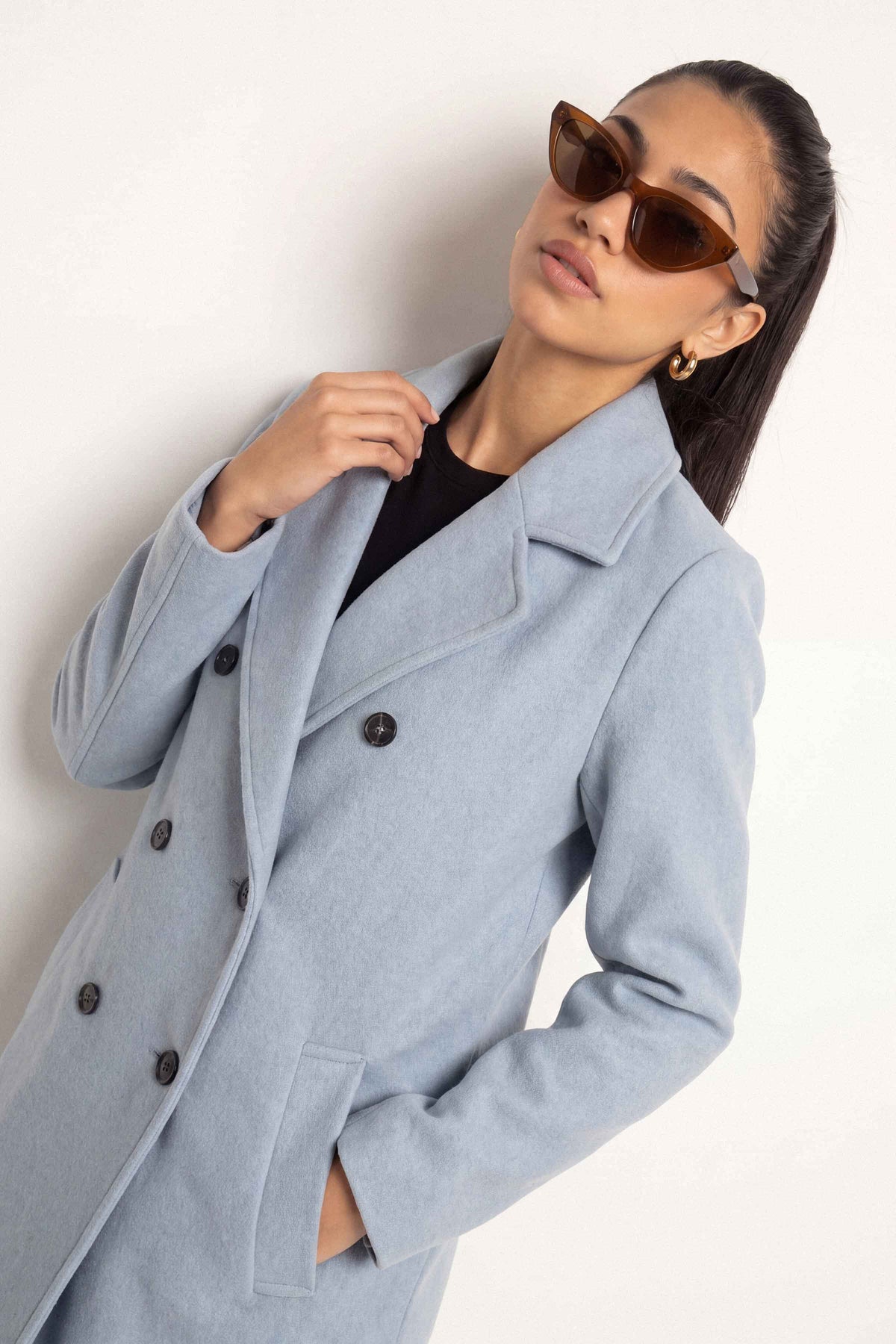 Sky Blue Long Coat-1719480108 for Women – Long Coat Collection | Nishat | Shop Online
