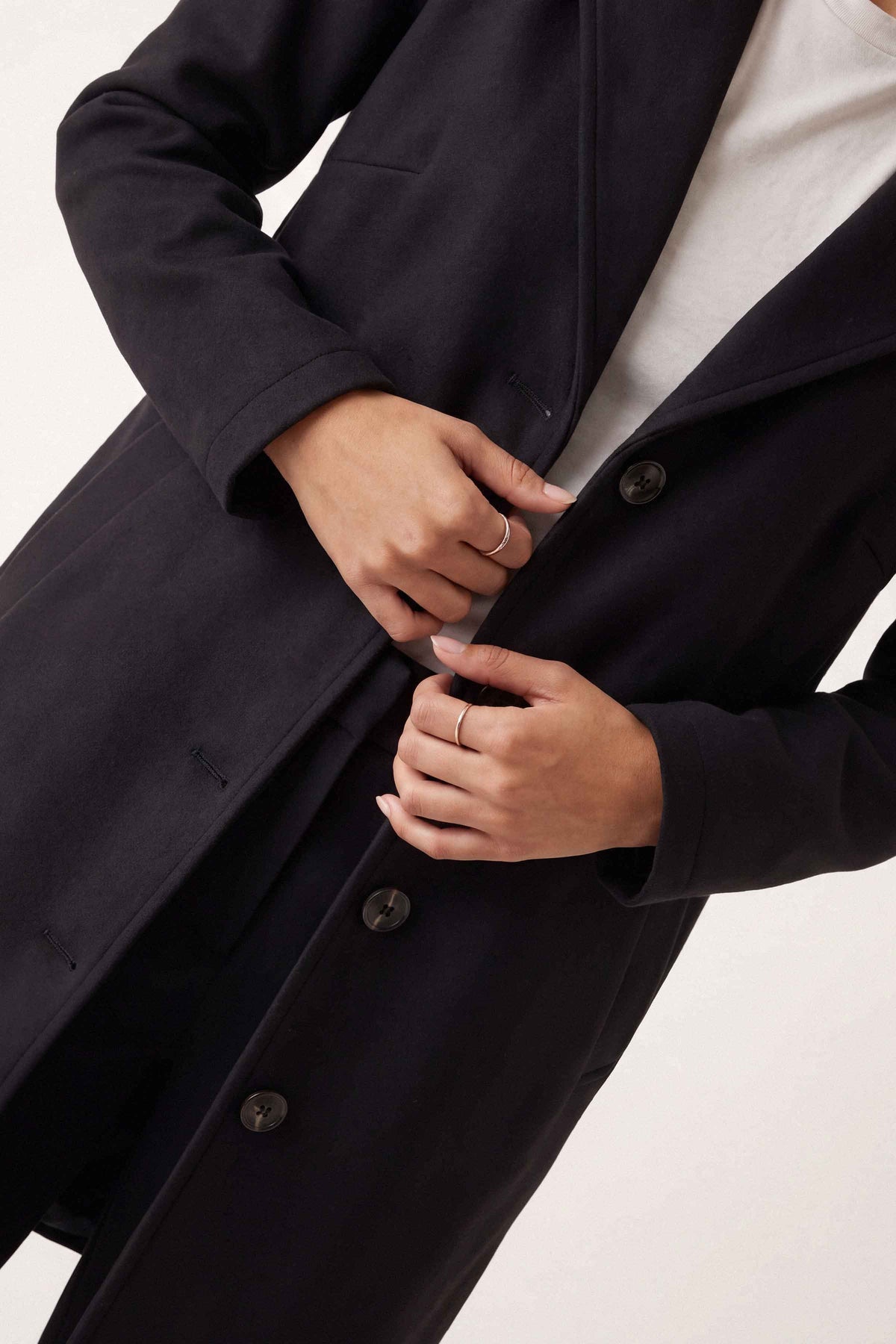 Black Long Coat-1719710103 for Women – Long Coat Collection | Nishat | Shop Online