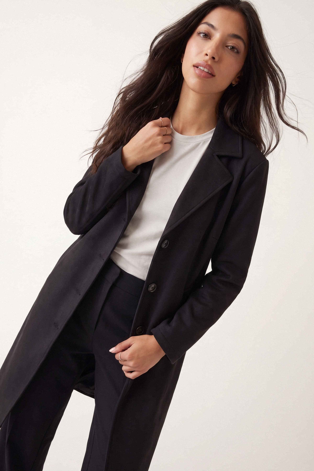 Black Long Coat-1719710103 for Women – Long Coat Collection | Nishat | Shop Online
