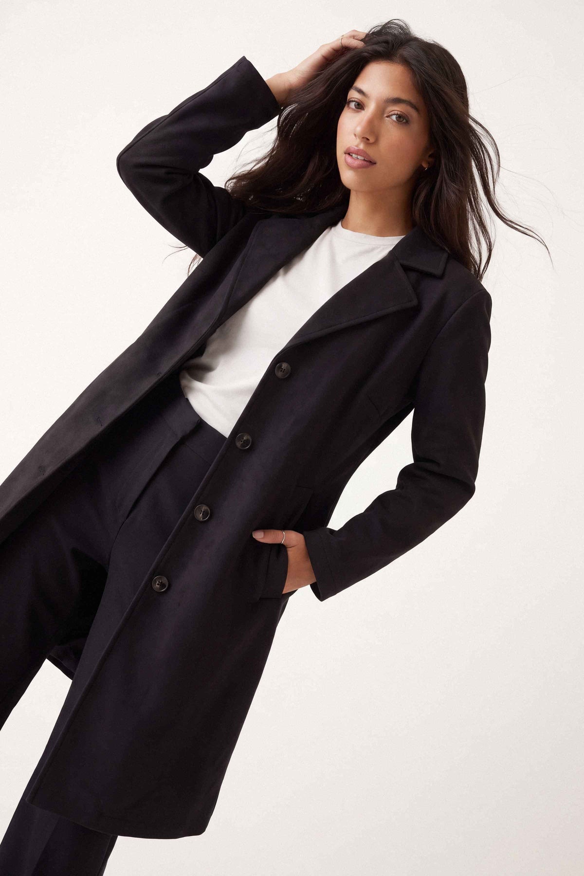 Black Long Coat-1719710103 for Women – Long Coat Collection | Nishat | Shop Online