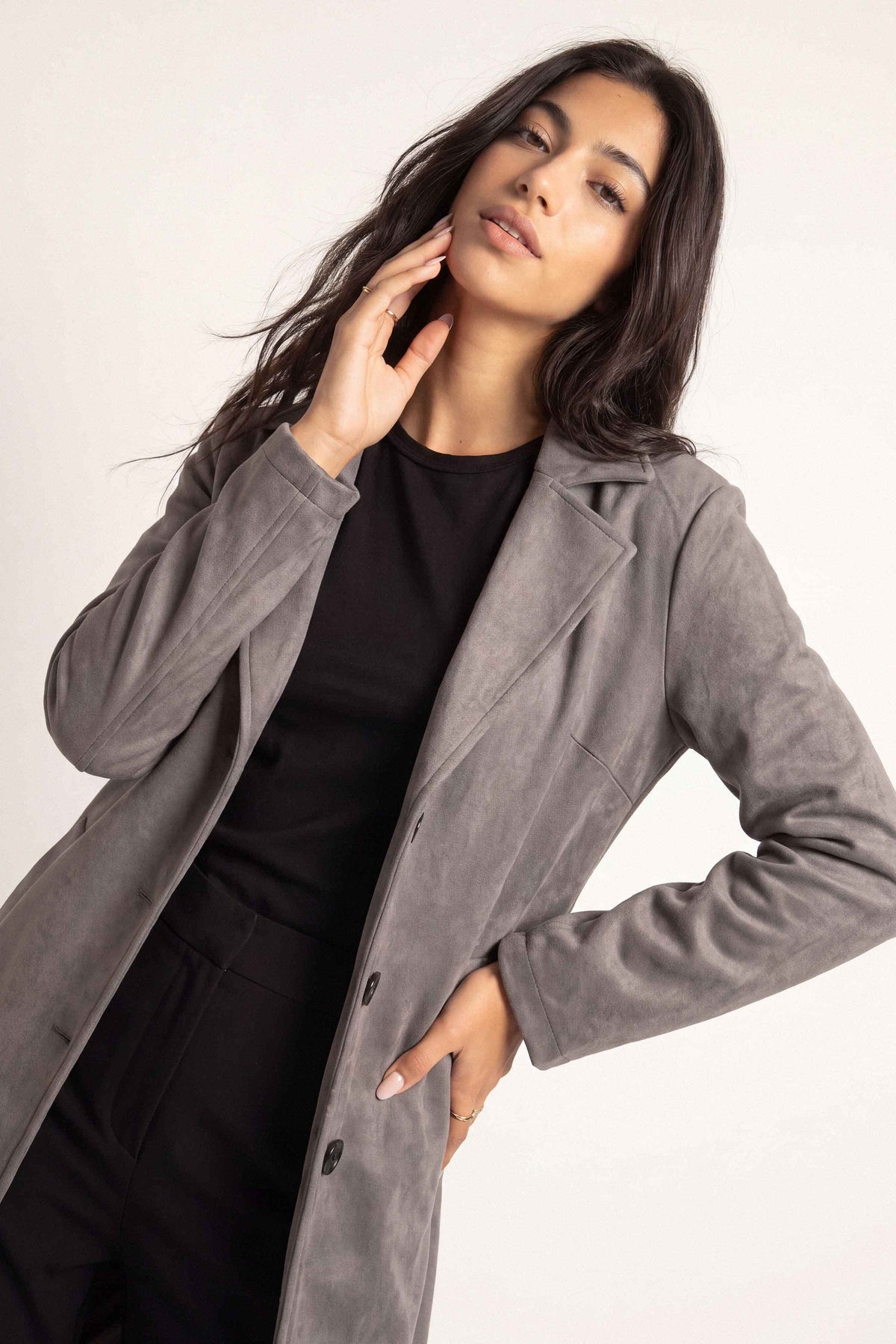 Dark Grey Long Coat-1719710120 for Women – Long Coat Collection | Nishat | Shop Online