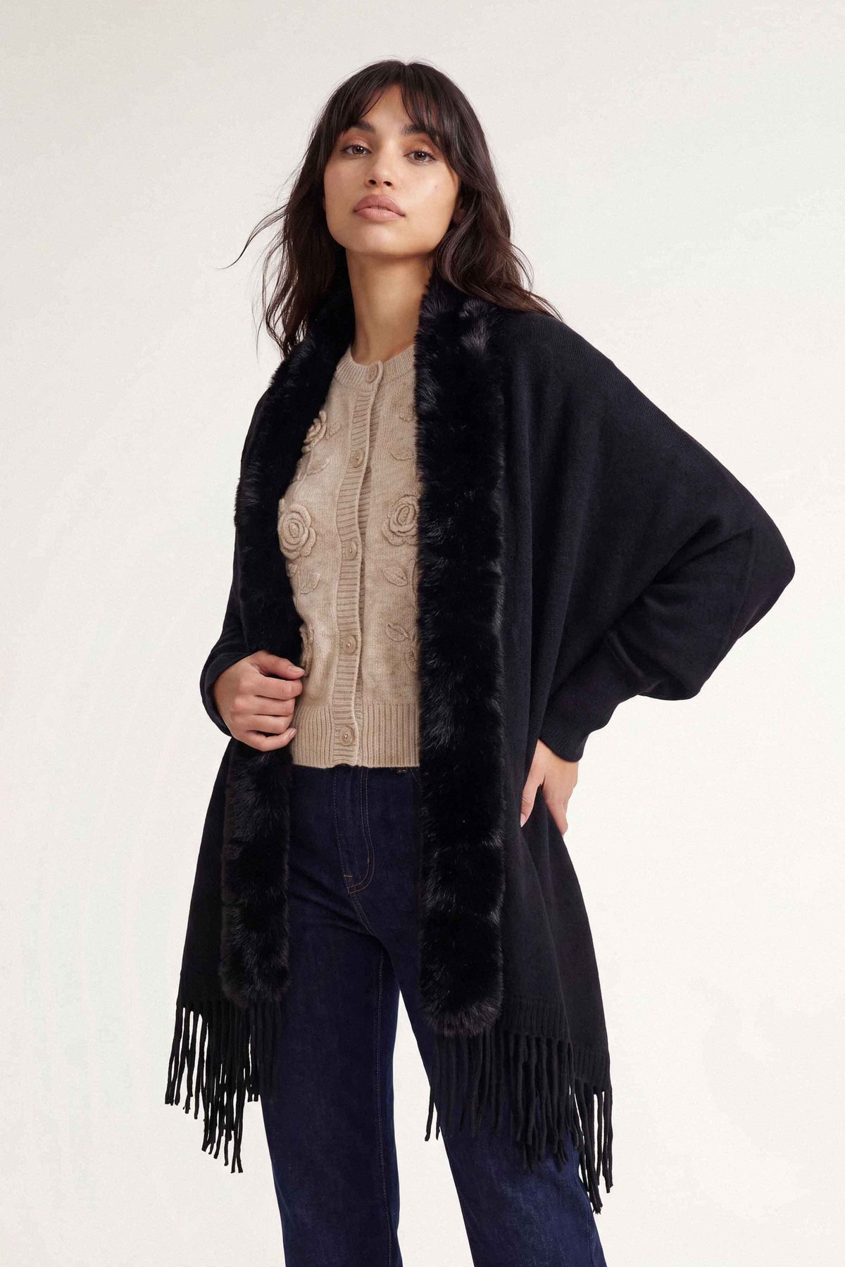 Black Cape Shawl-1721272103 for Women - Cape Shawl Collection | Nishat | Shop Online