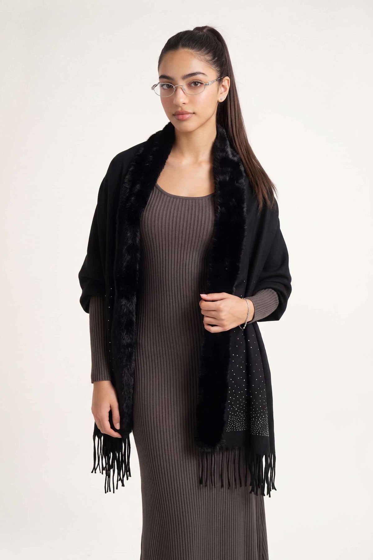 Black Cape Shawl-1721302103 for Women - Cape Shawl Collection | Nishat | Shop Online
