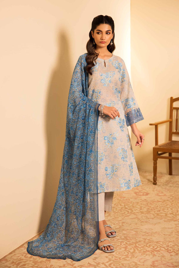 3 Piece - Digital Printed Jacquard Embroidered Suit - 42401016