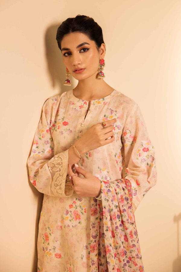 3 Piece - Digital Printed Jacquard Embroidered Suit - 42401017