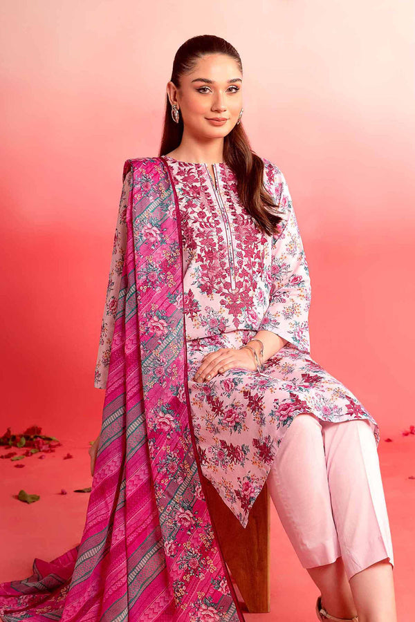 3 Piece - Printed Embroidered Suit - 42401127