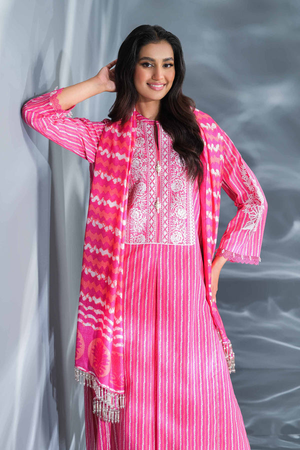 3 Piece - Printed Embroidered Suit - 42401359