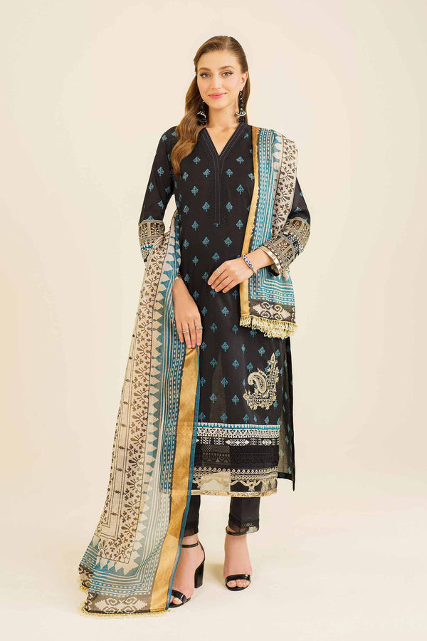 3 Piece - Printed Embroidered Suit - 42401839