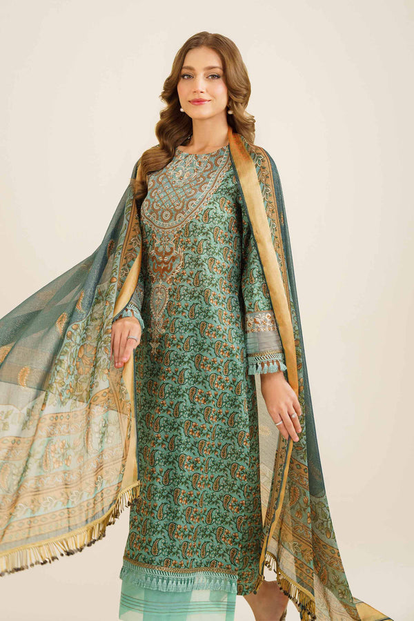 3 Piece - Printed Embroidered Suit - 42401847