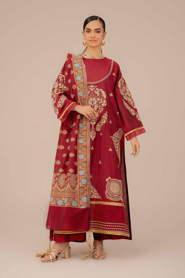 3 Piece - Yarn Dyed Embroidered Suit - 42401978