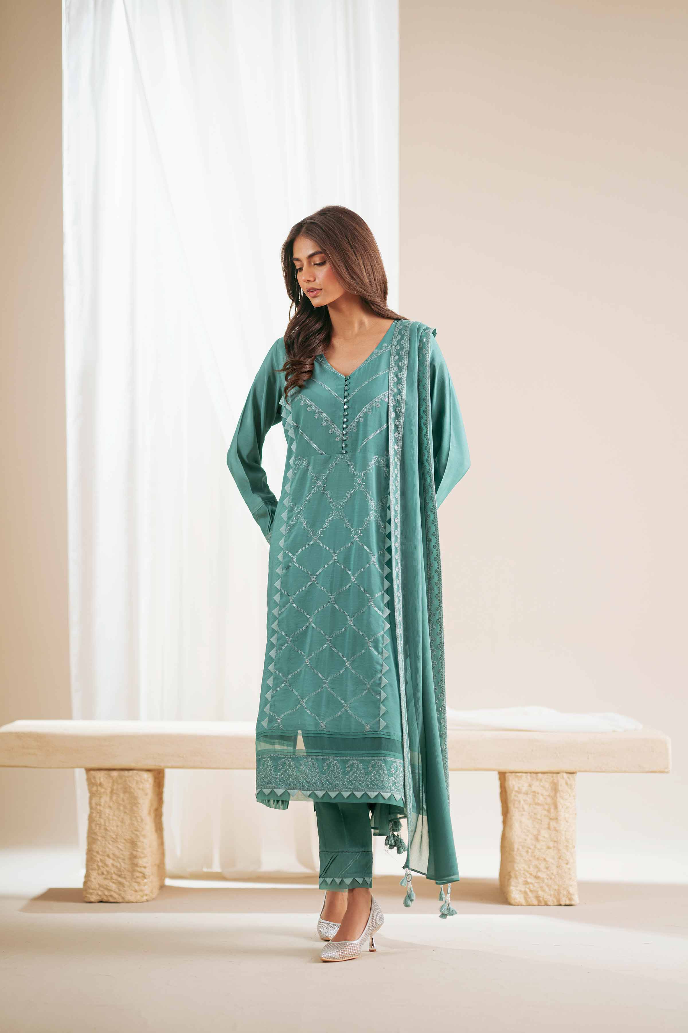 3 Piece - Embroidered Suit - 42418034-A for Women - Unstitched Collection | Nishat | Shop Online