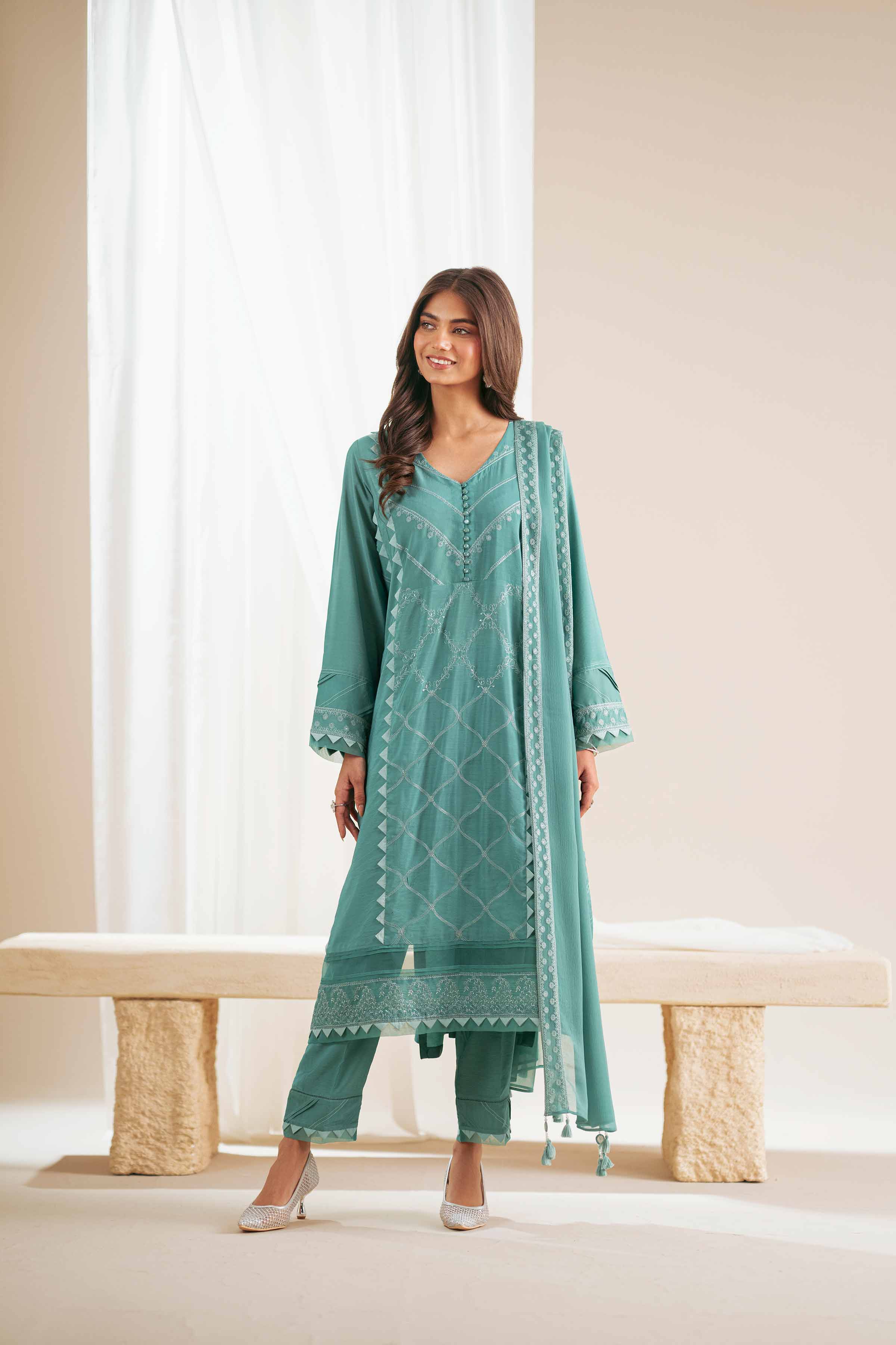 3 Piece - Embroidered Suit - 42418034-A for Women - Unstitched Collection | Nishat | Shop Online
