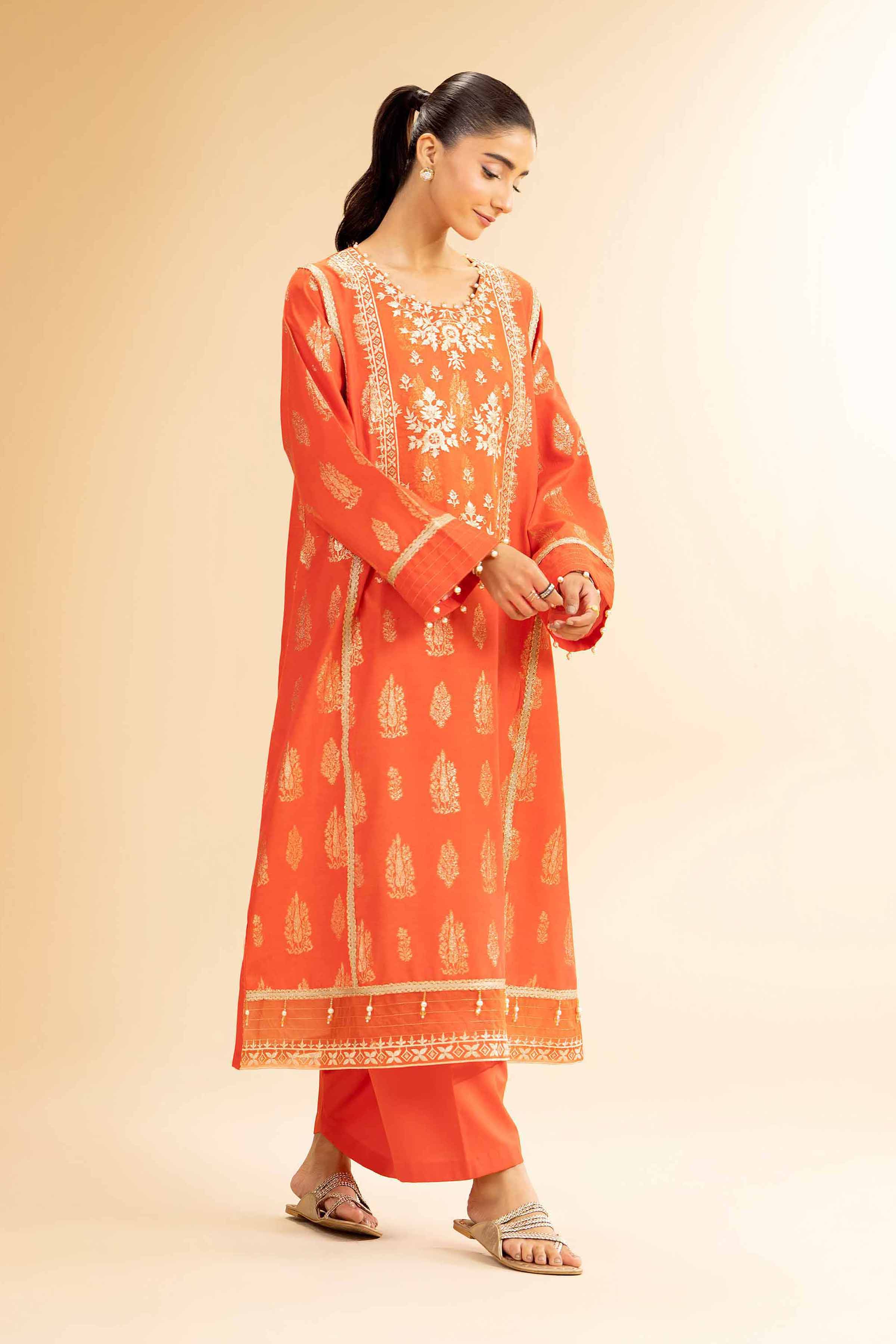 2 Piece - Jacquard Embroidered Suit - 42501022 for Women - Unstitched Collection | Nishat | Shop Online
