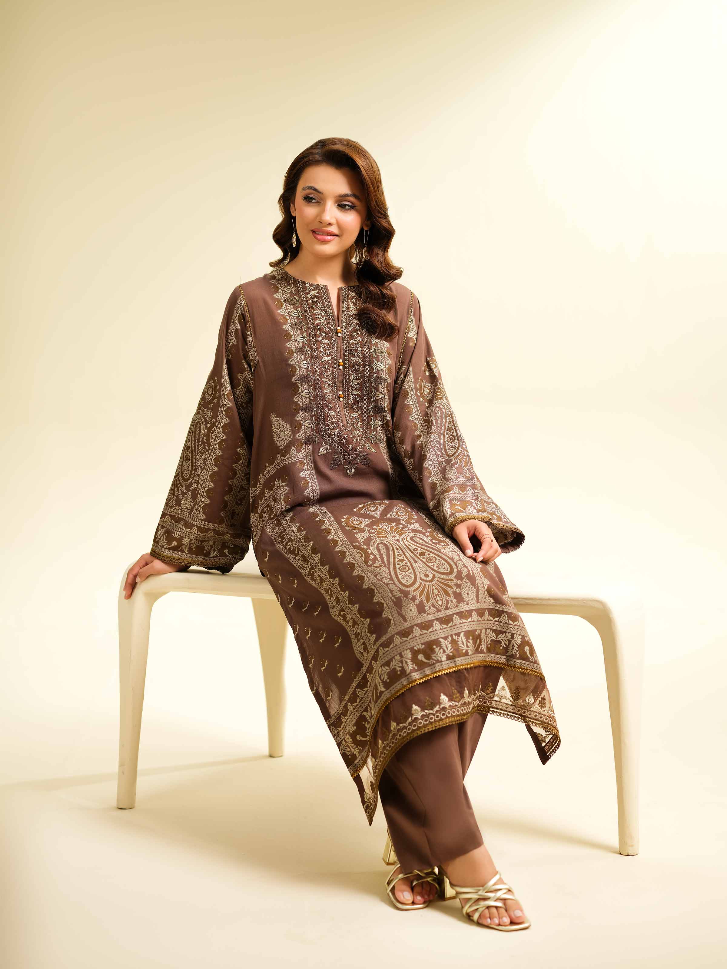 2 Piece - Jacquard Embroidered Suit - 42501030 for Women - Unstitched Collection | Nishat | Shop Online
