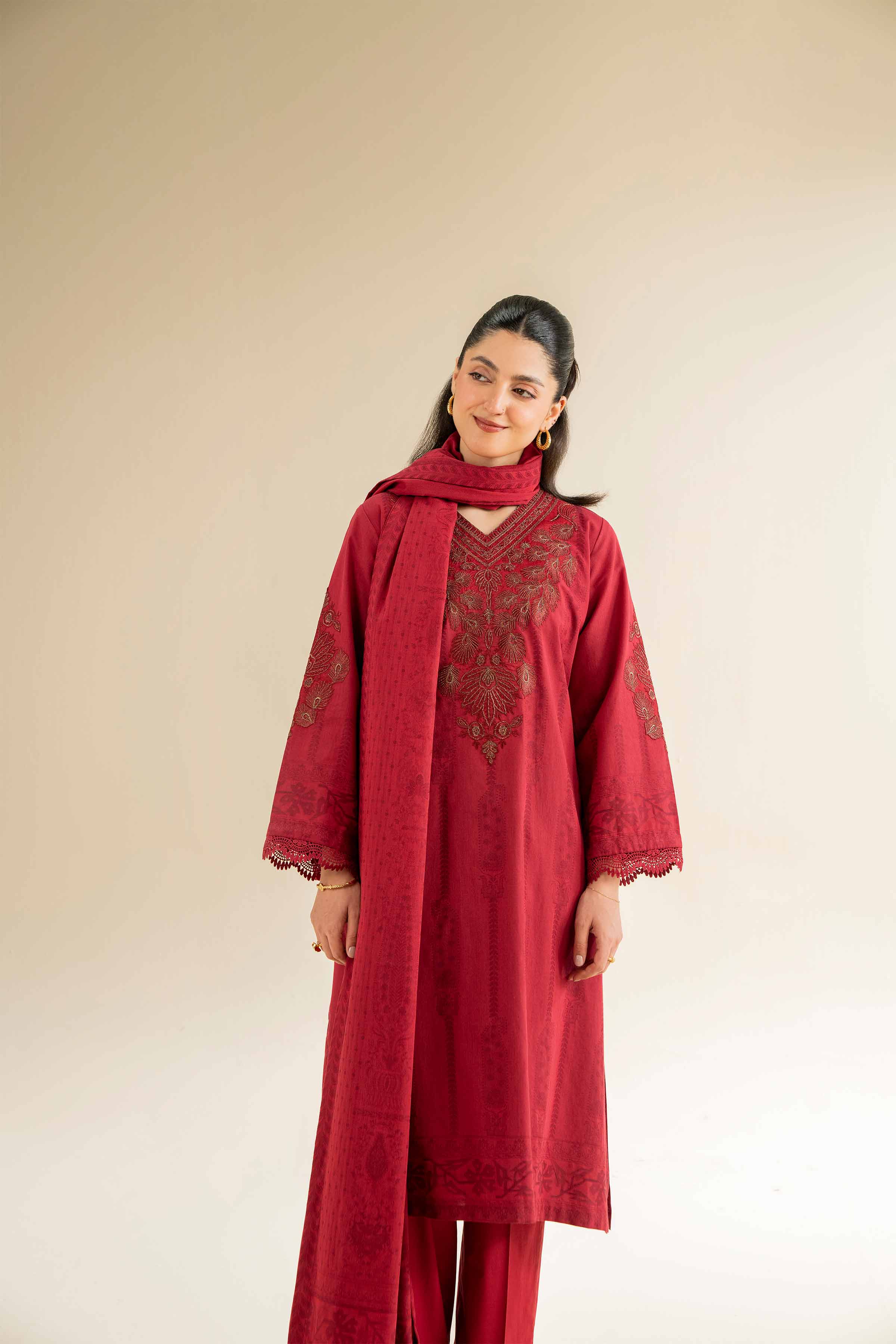 3 Piece - Jacquard Embroidered Suit - 42501042 for Women - Unstitched Collection | Nishat | Shop Online