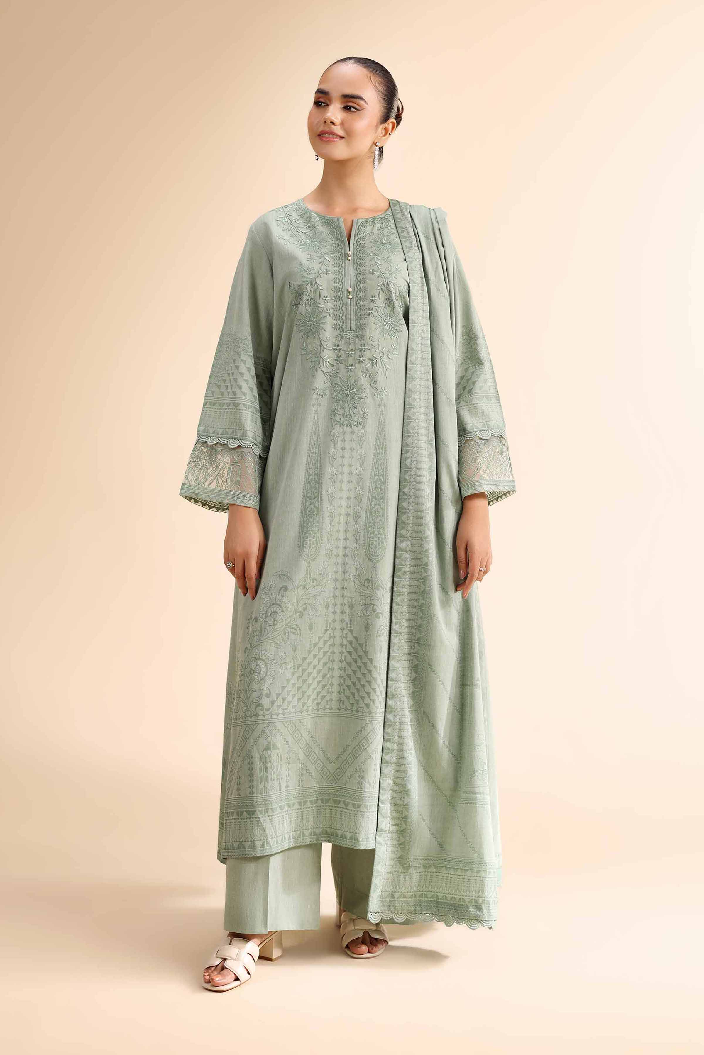 3 Piece - Jacquard Embroidered Suit - 42501046 for Women - Unstitched Collection | Nishat | Shop Online