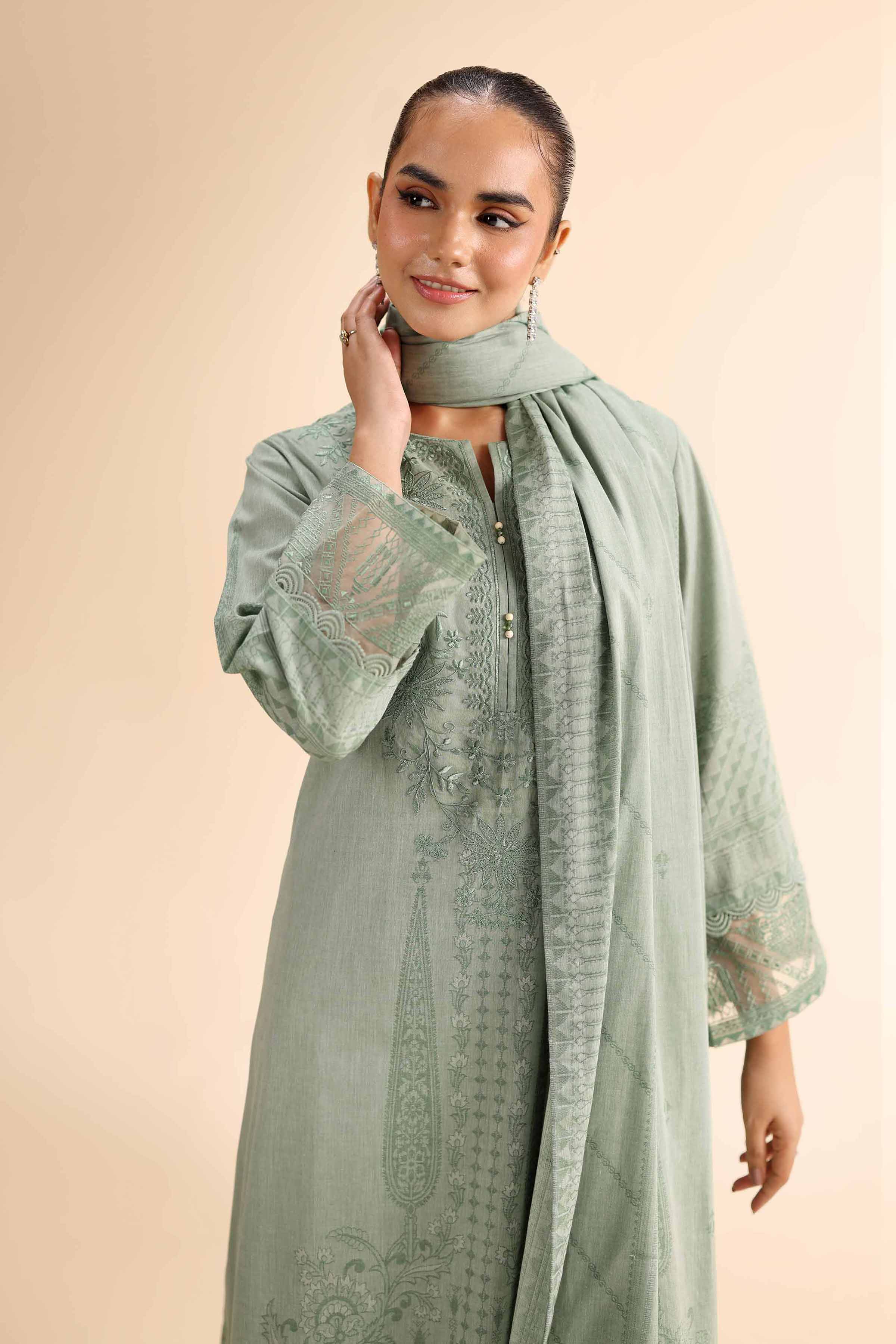 3 Piece - Jacquard Embroidered Suit - 42501046 for Women - Unstitched Collection | Nishat | Shop Online
