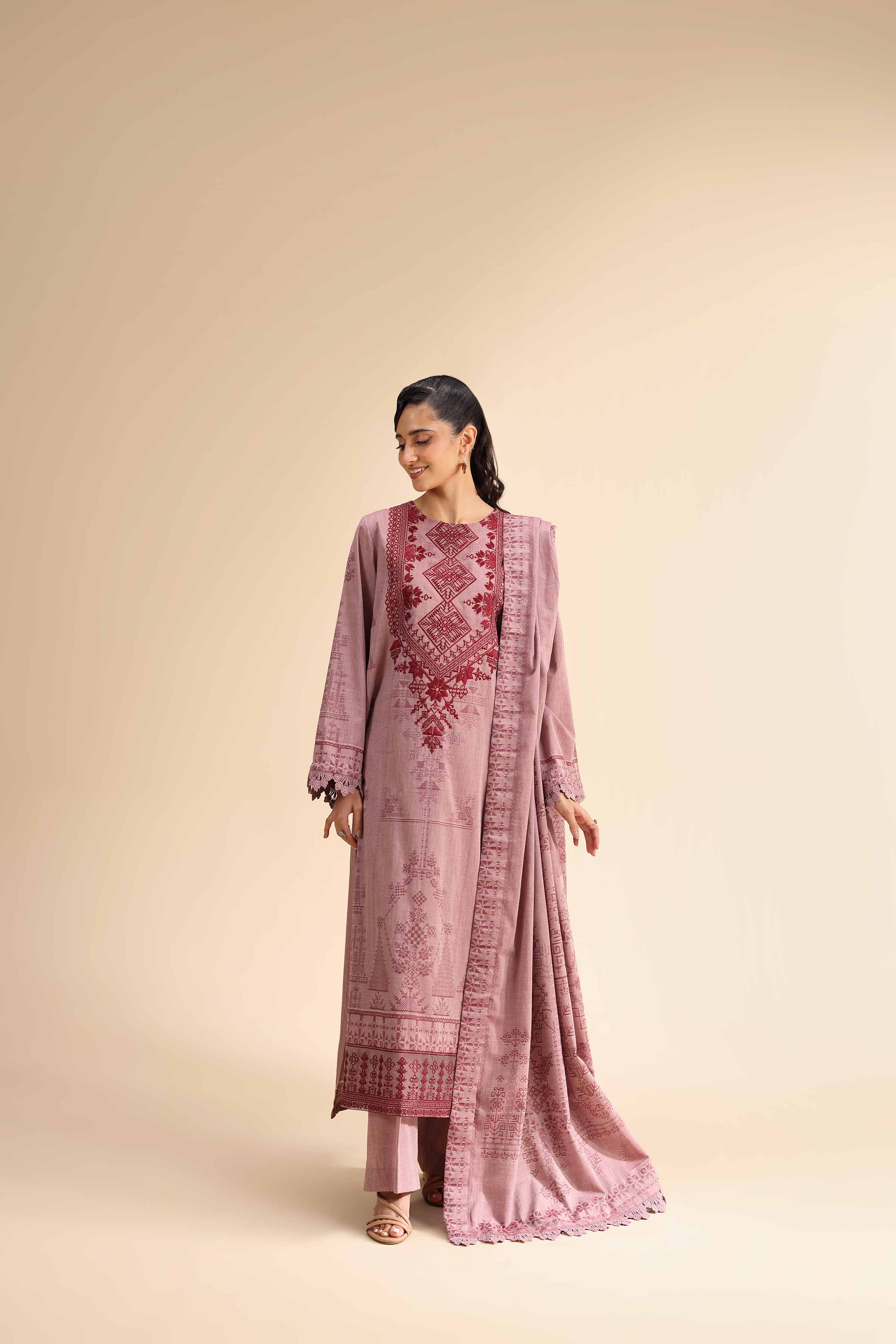 3 Piece - Jacquard Embroidered Suit - 42501047 for Women - Unstitched Collection | Nishat | Shop Online