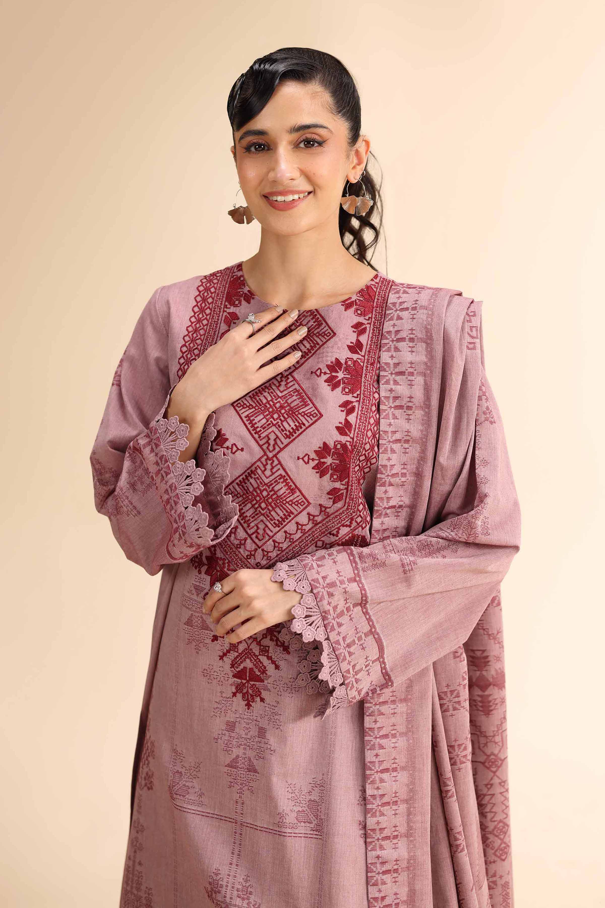 3 Piece - Jacquard Embroidered Suit - 42501047 for Women - Unstitched Collection | Nishat | Shop Online