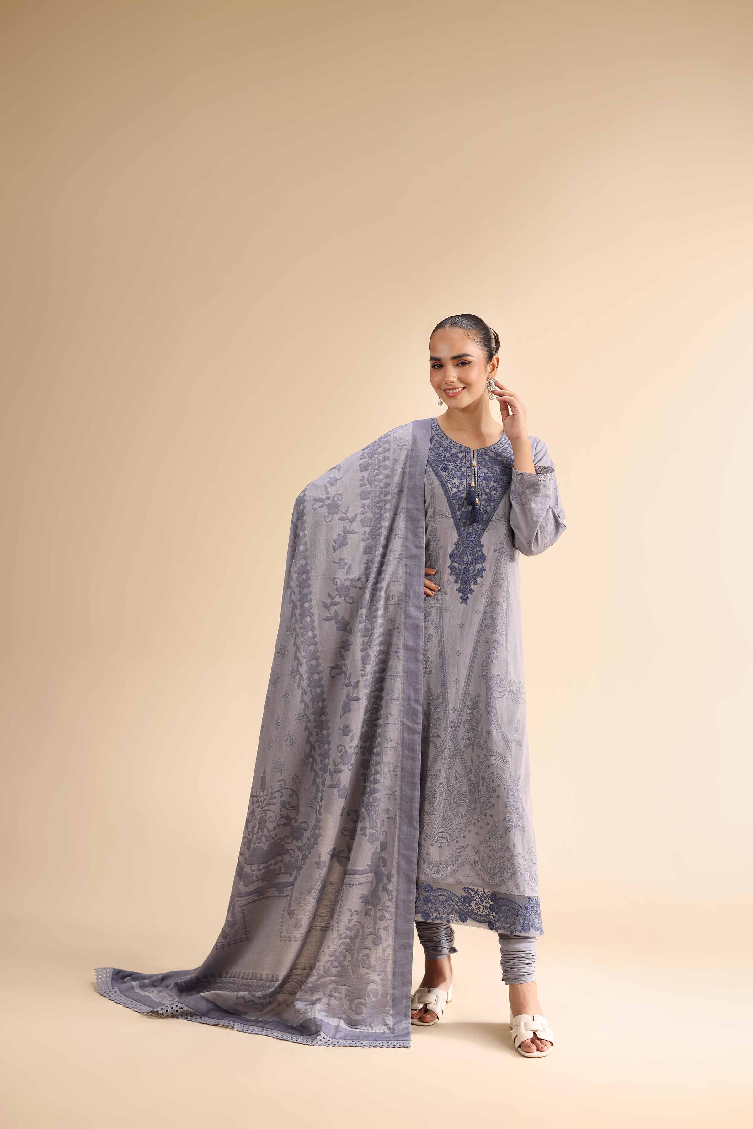 3 Piece - Jacquard Embroidered Suit - 42501048 for Women - Unstitched Collection | Nishat | Shop Online