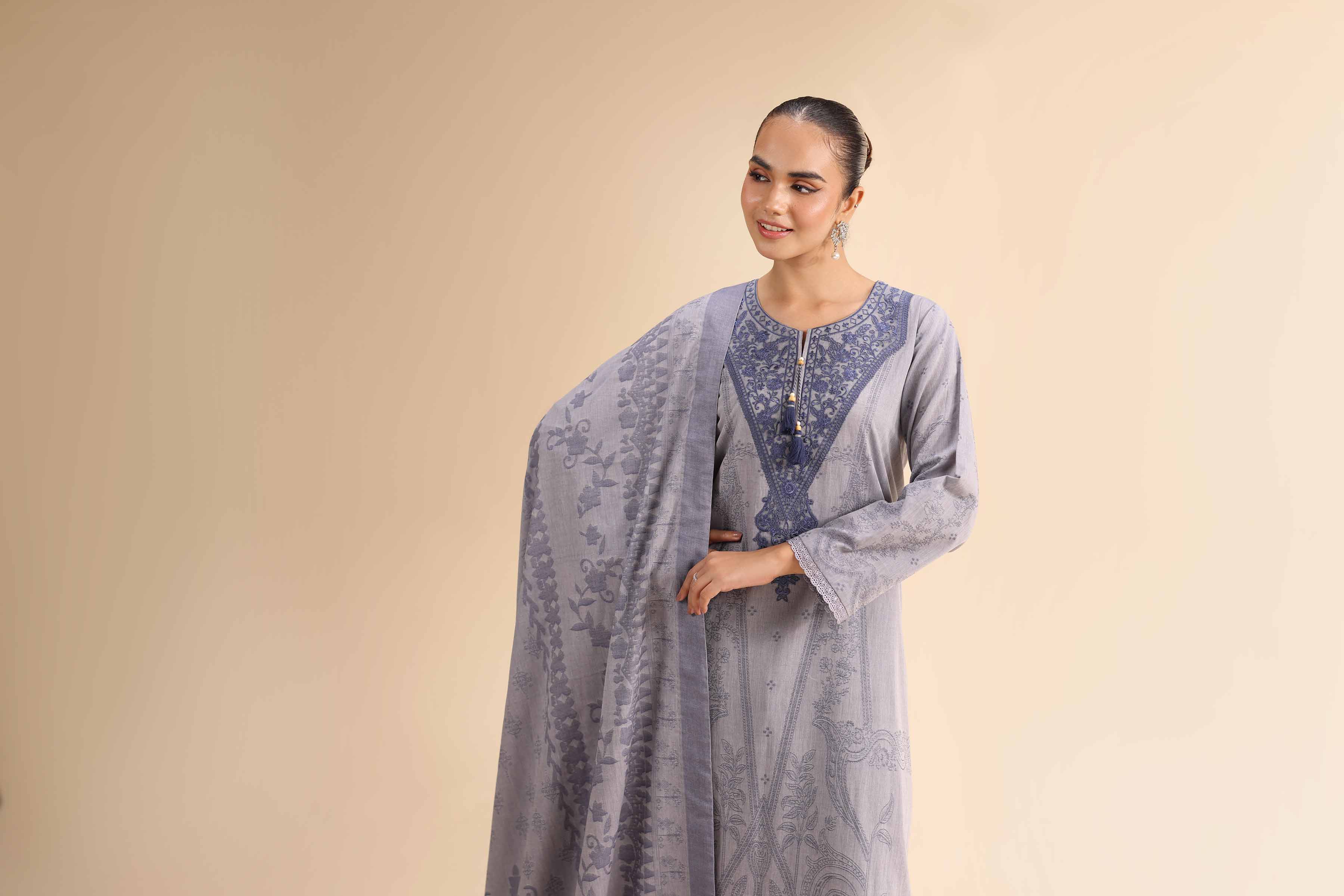 3 Piece - Jacquard Embroidered Suit - 42501048 for Women - Unstitched Collection | Nishat | Shop Online