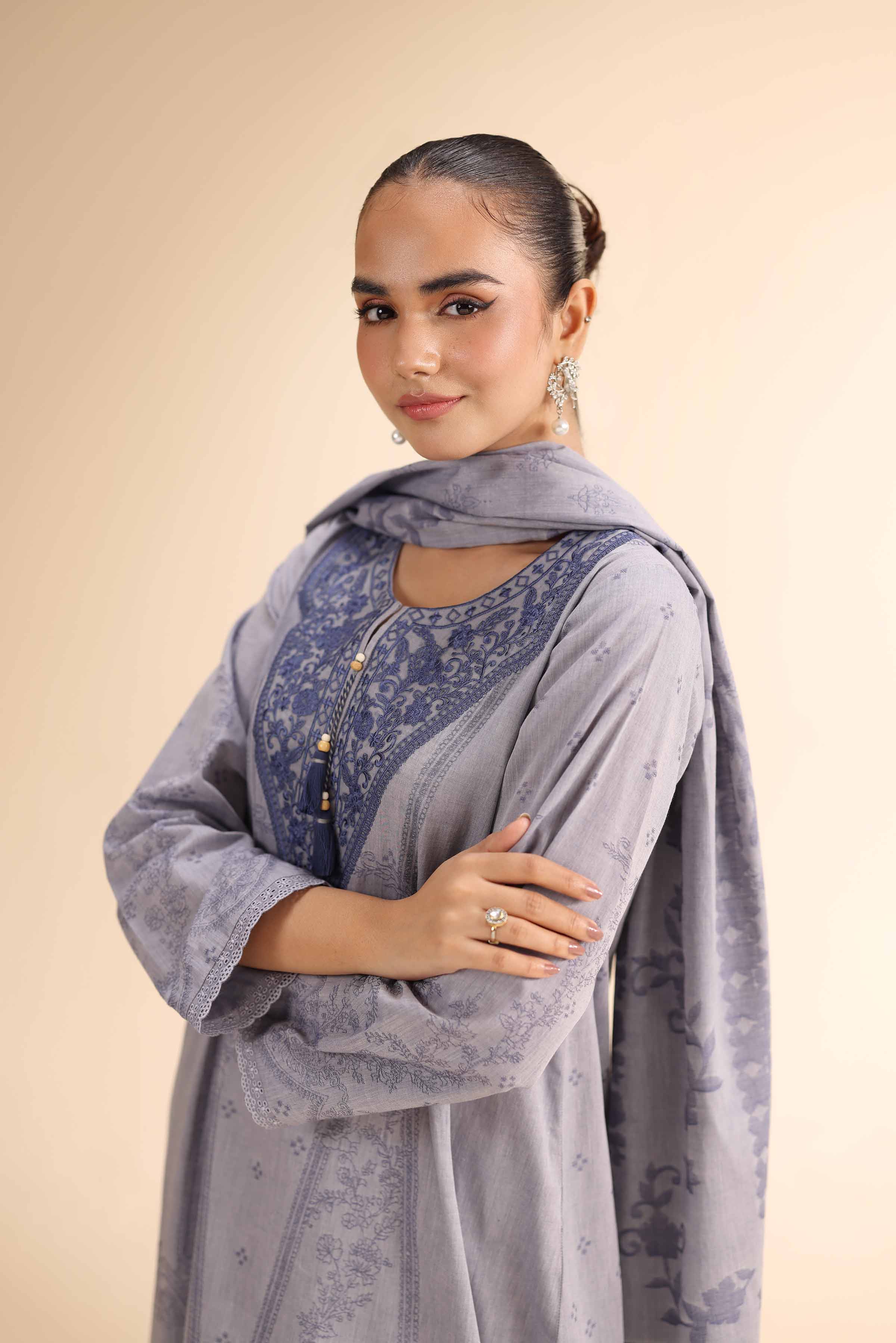 3 Piece - Jacquard Embroidered Suit - 42501048 for Women - Unstitched Collection | Nishat | Shop Online