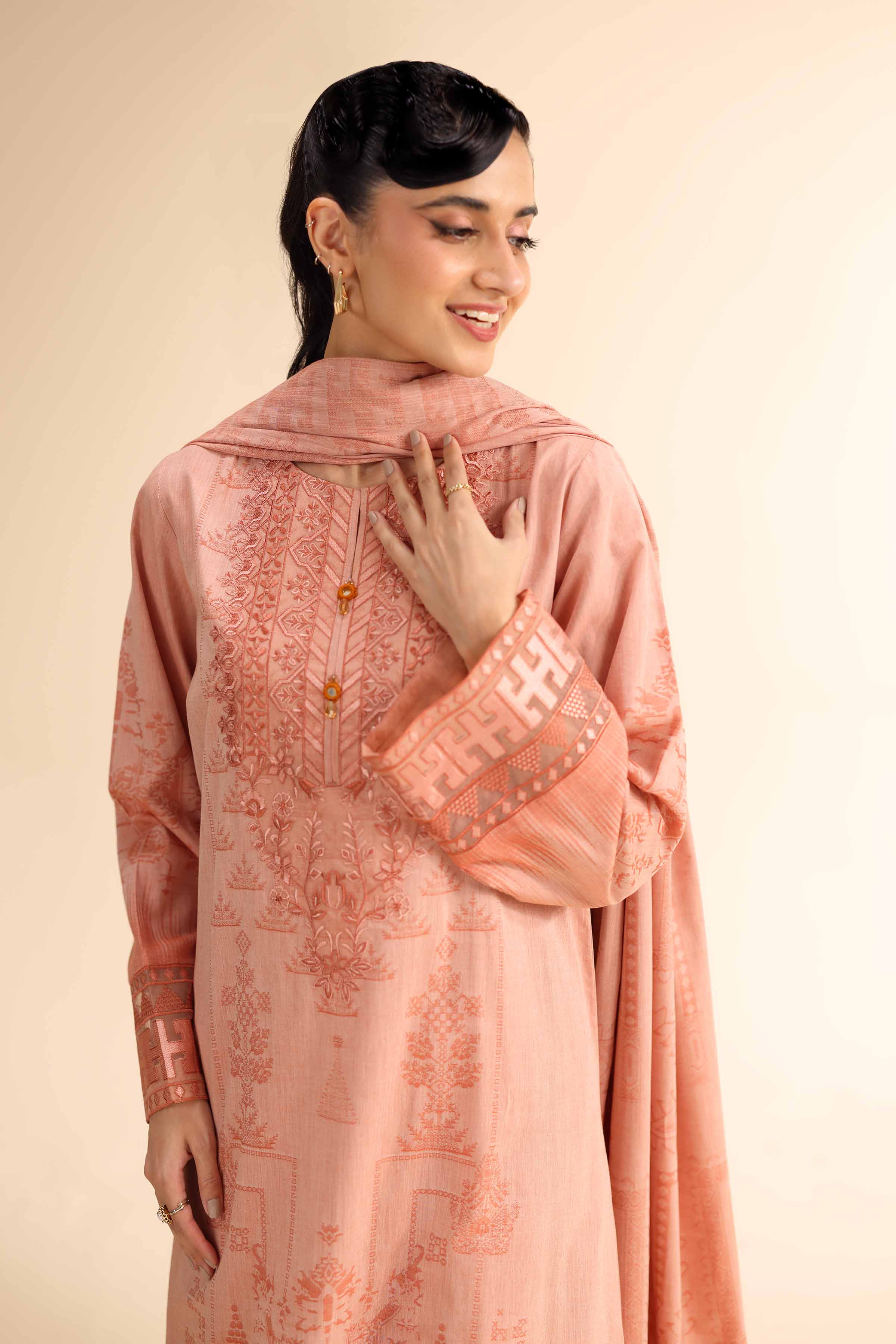 3 Piece - Jacquard Embroidered Suit - 42501049 for Women - Unstitched Collection | Nishat | Shop Online