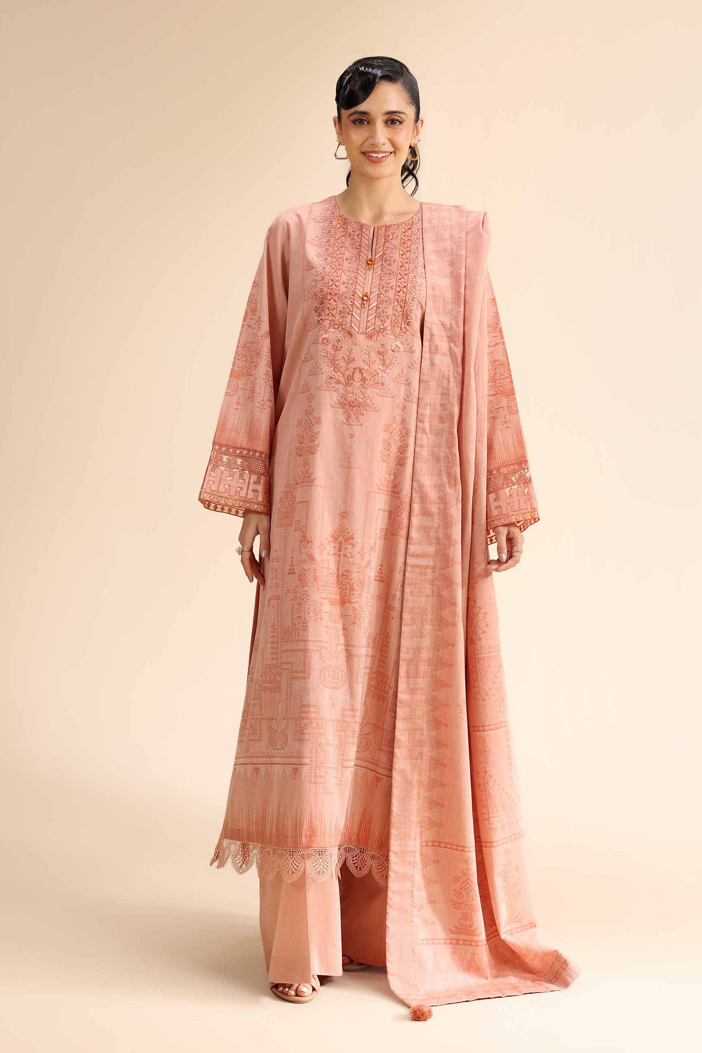 3 Piece - Jacquard Embroidered Suit - 42501049 for Women - Unstitched Collection | Nishat | Shop Online