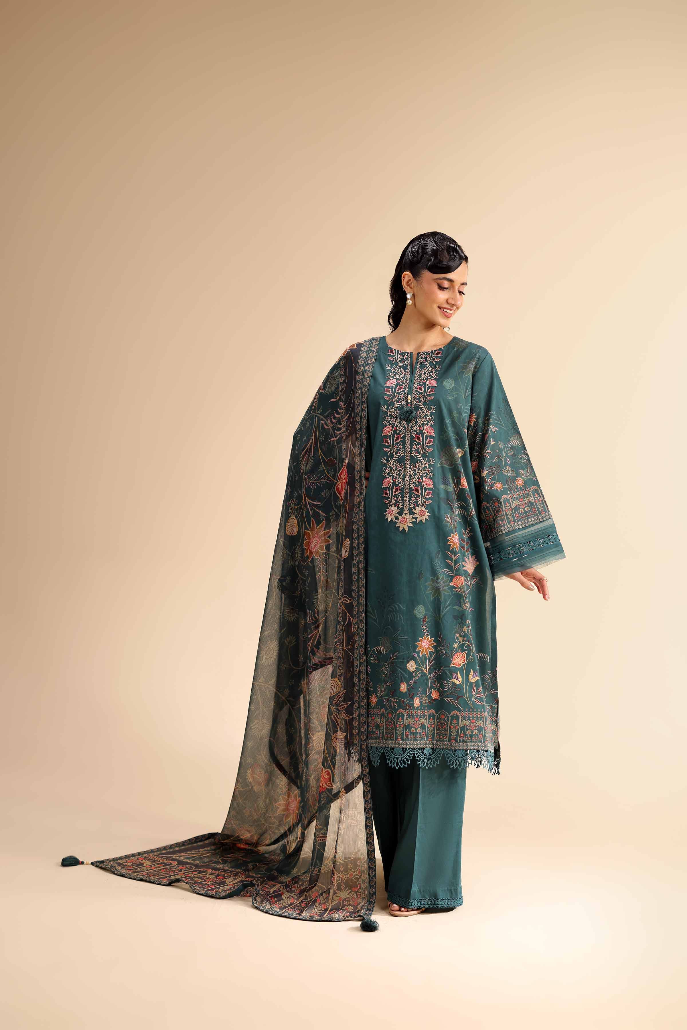 3 Piece - Digital Printed Embroidered Suit - 42501057 for Women - Unstitched Collection | Nishat | Shop Online