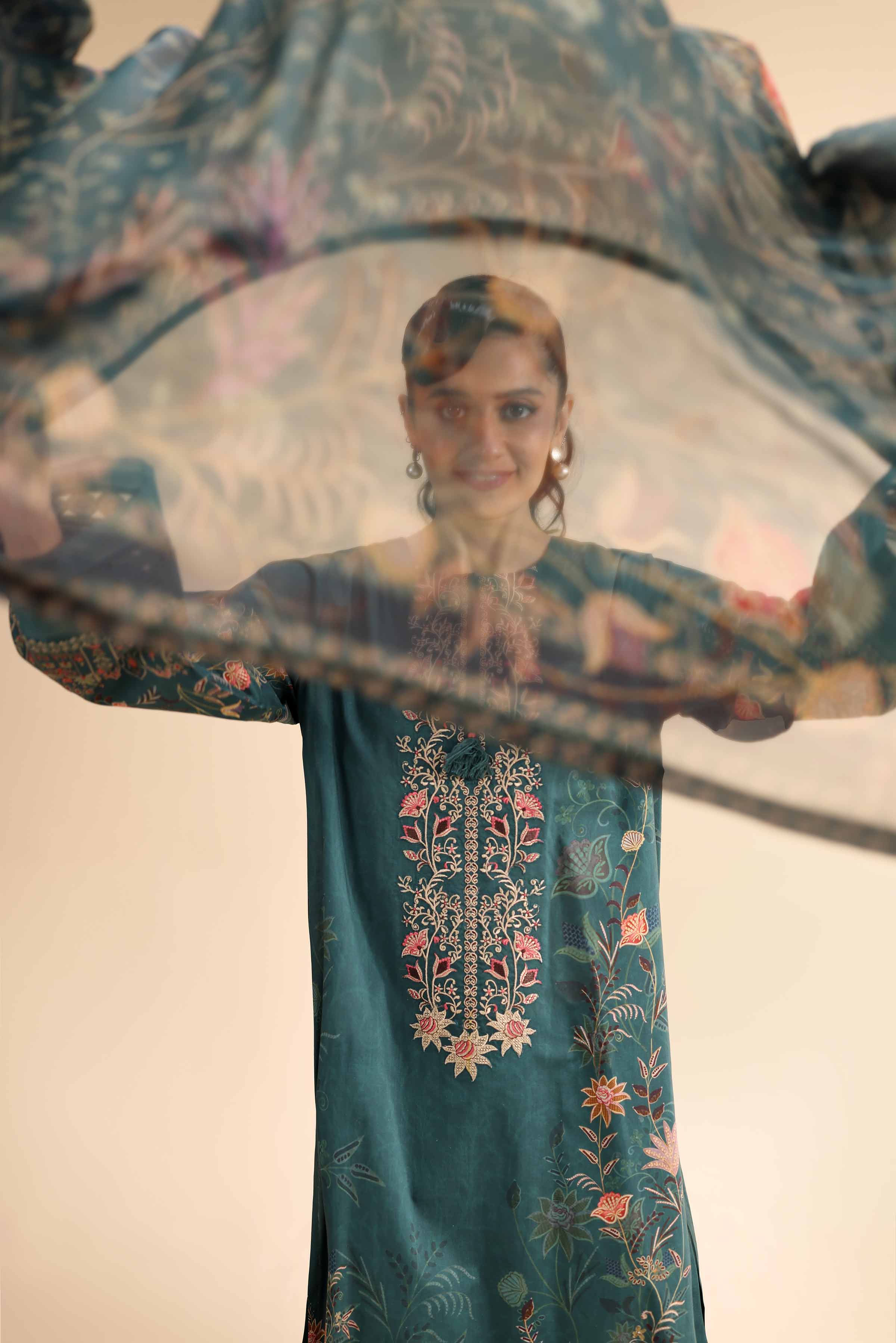 3 Piece - Digital Printed Embroidered Suit - 42501057 for Women - Unstitched Collection | Nishat | Shop Online