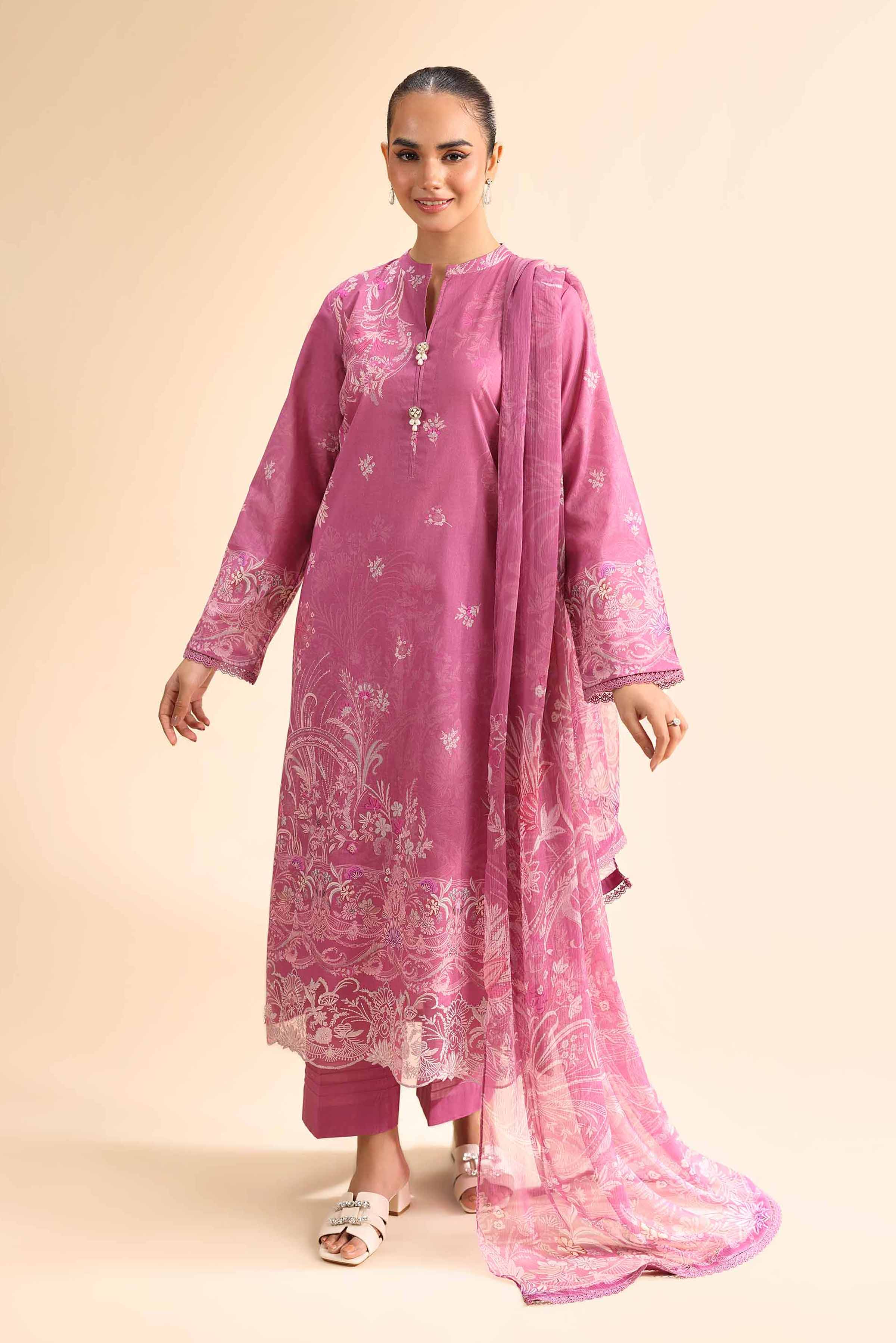 3 Piece - Digital Printed Embroidered Suit - 42501059 for Women - Unstitched Collection | Nishat | Shop Online