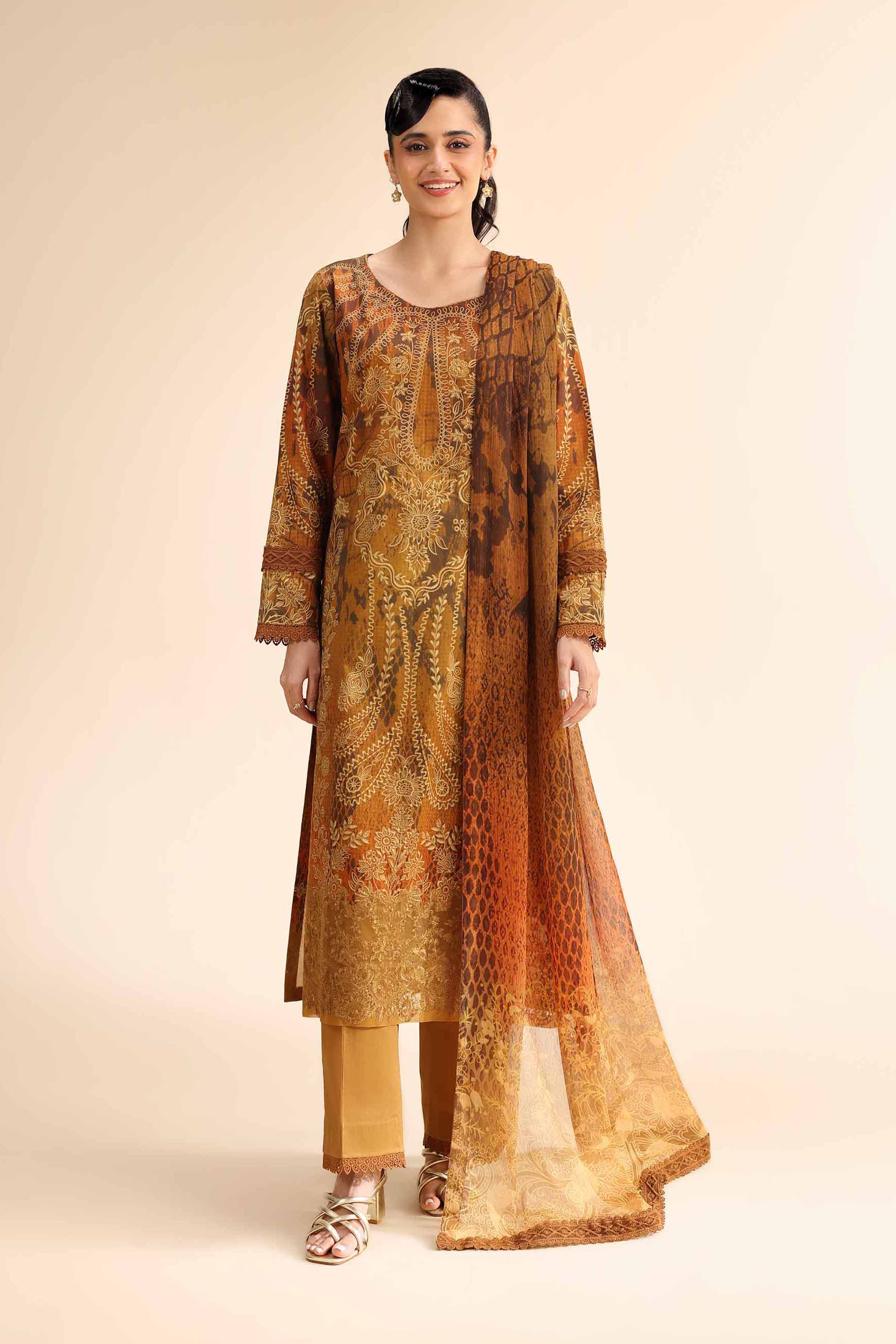 3 Piece - Digital Printed Embroidered Suit - 42501060 for Women - Unstitched Collection | Nishat | Shop Online