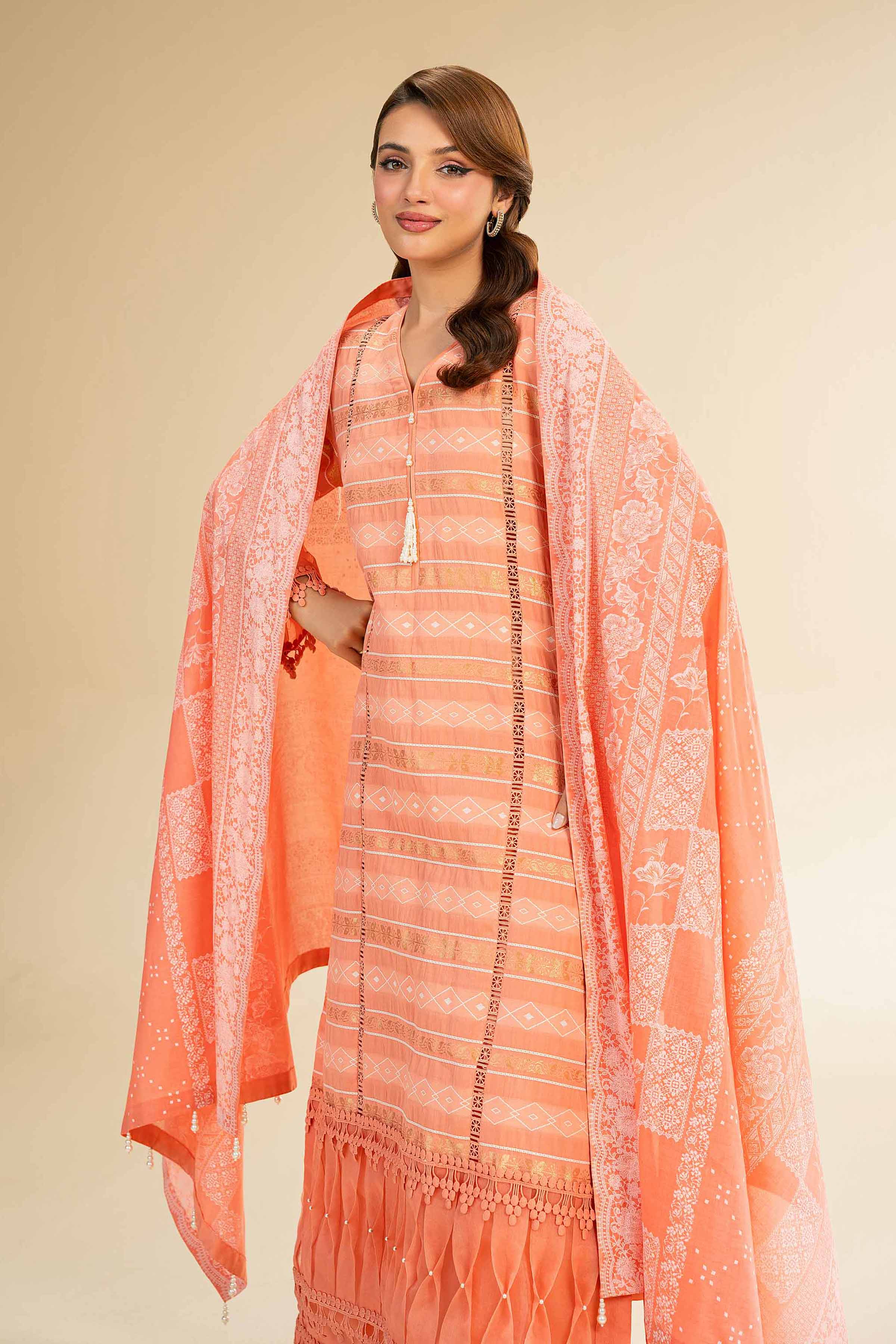3 Piece - Paste Printed With Jacquard Suit - 42501107 for Women - Unstitched Collection | Nishat | Shop Online