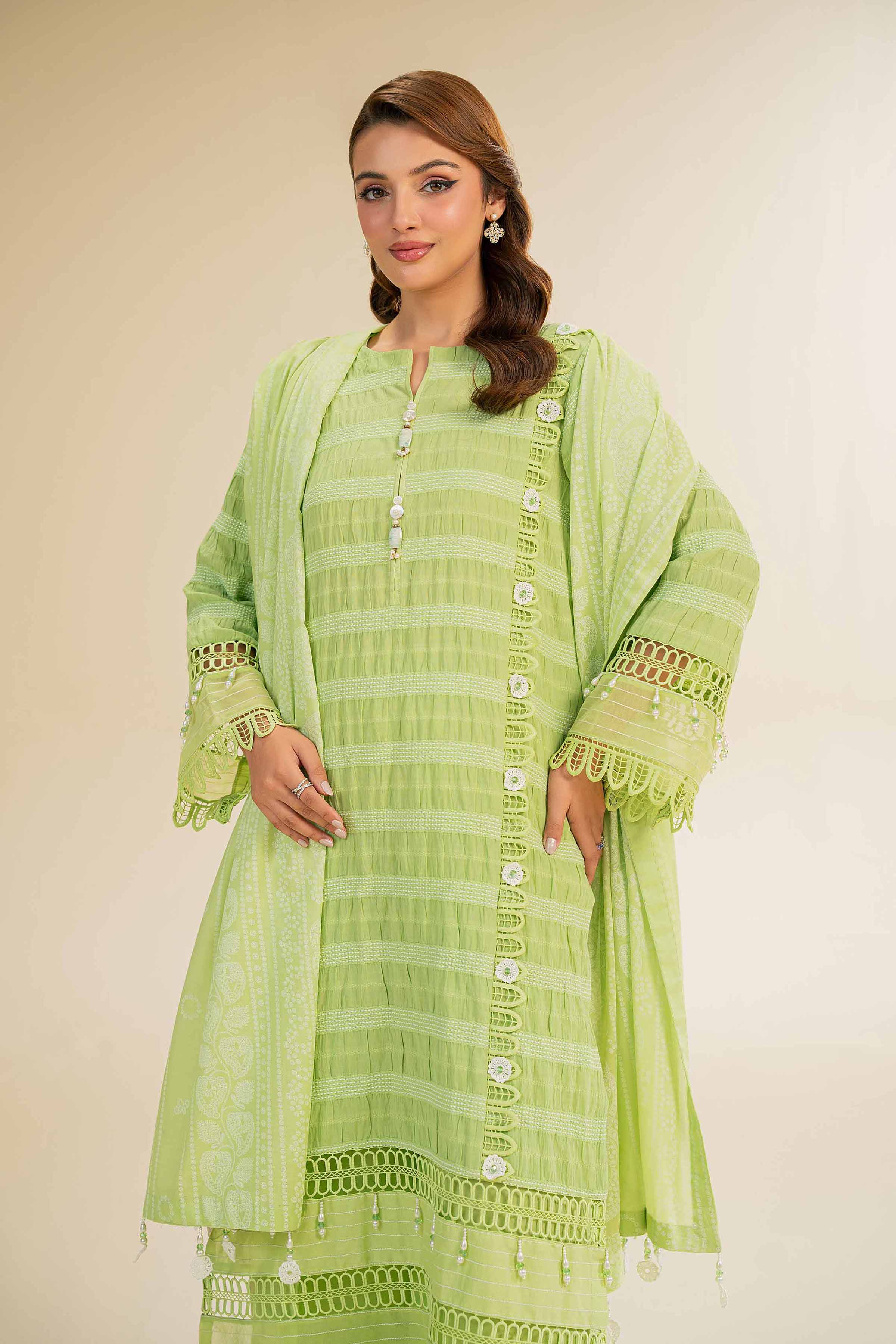 3 Piece - Paste Printed With Jacquard Suit - 42501109 for Women - Unstitched Collection | Nishat | Shop Online