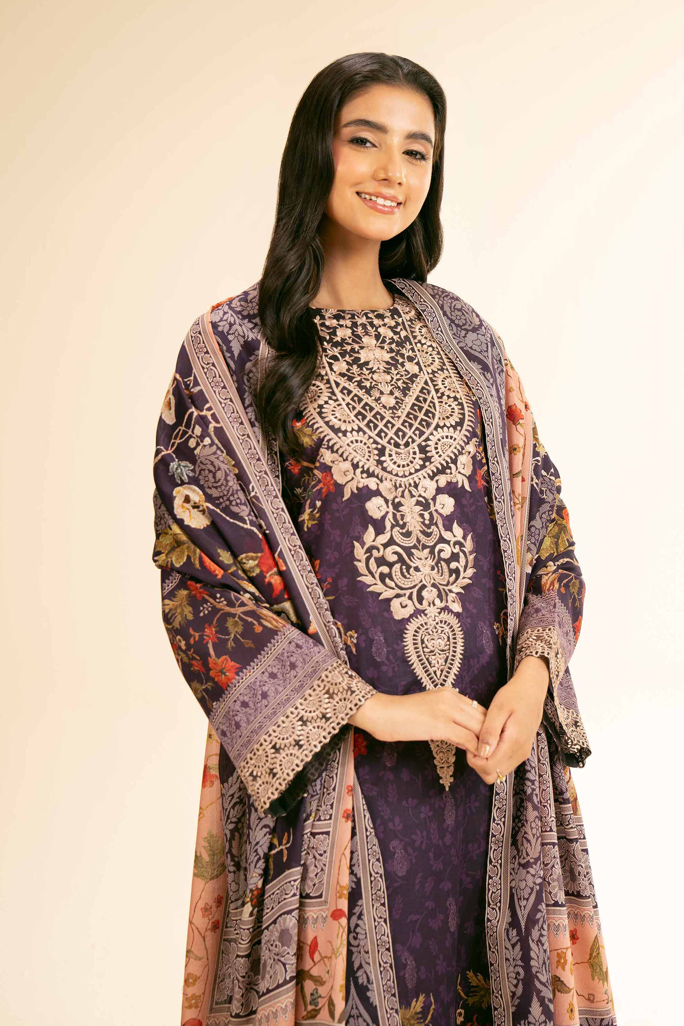 3 Piece - Digital Printed Embroidered Suit - 42501177 for Women - Unstitched Collection | Nishat | Shop Online