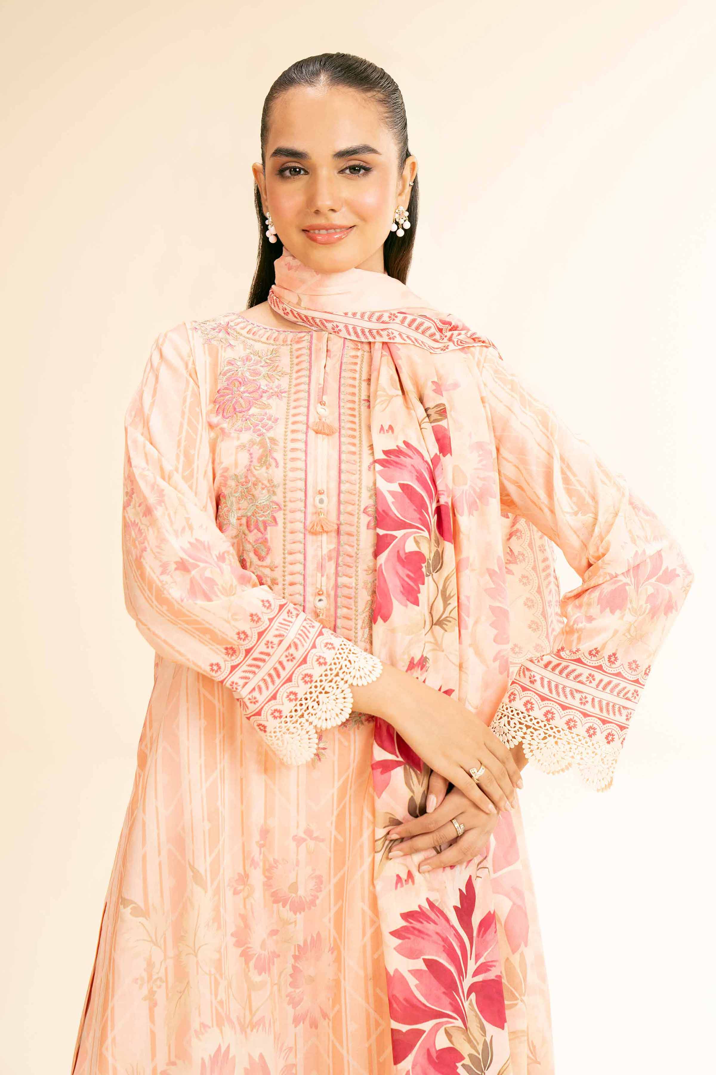 3 Piece - Digital Printed Embroidered Suit - 42501183 for Women - Unstitched Collection | Nishat | Shop Online