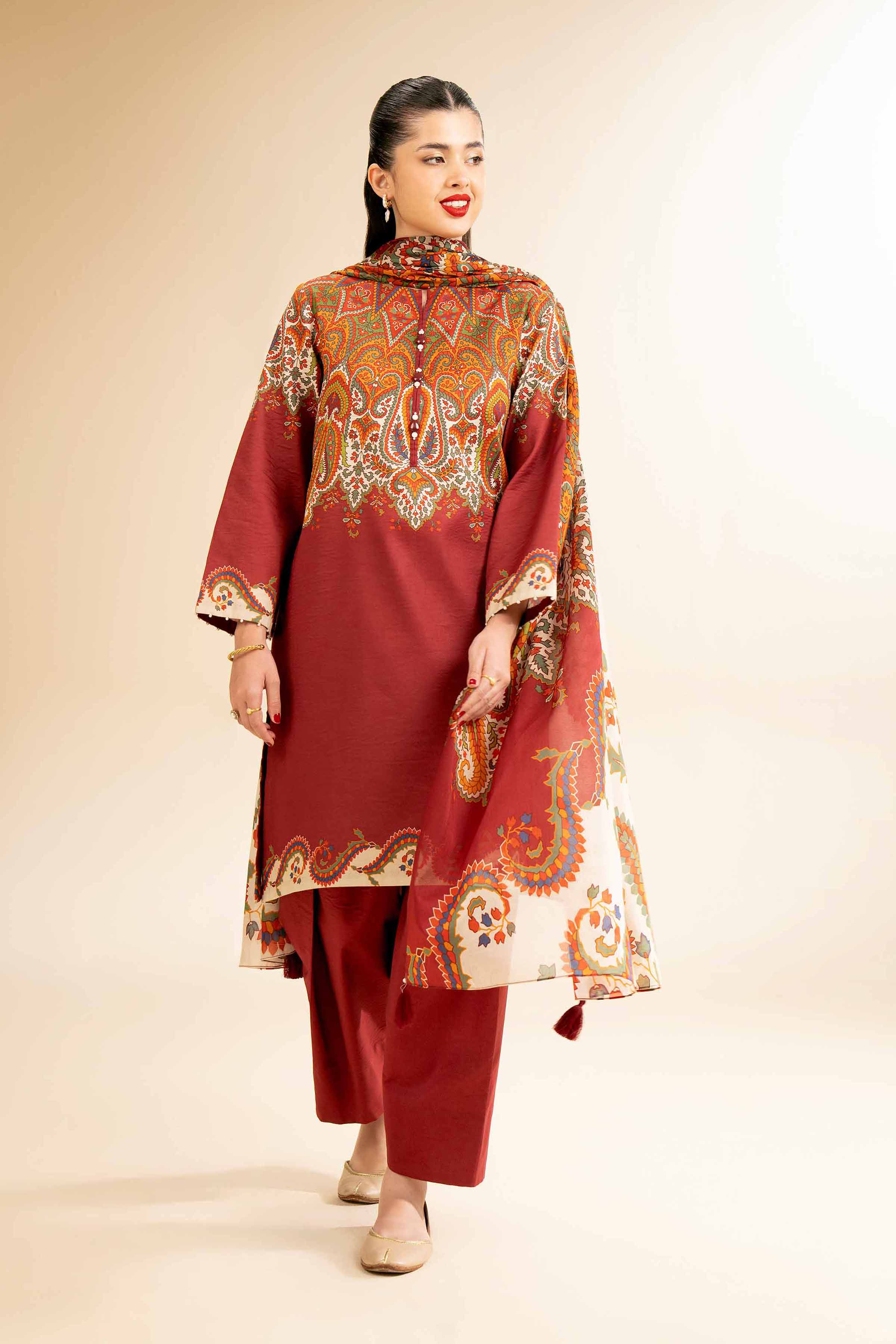 3 Piece - Digital Printed Suit - 42501204 for Women - Unstitched Collection | Nishat | Shop Online