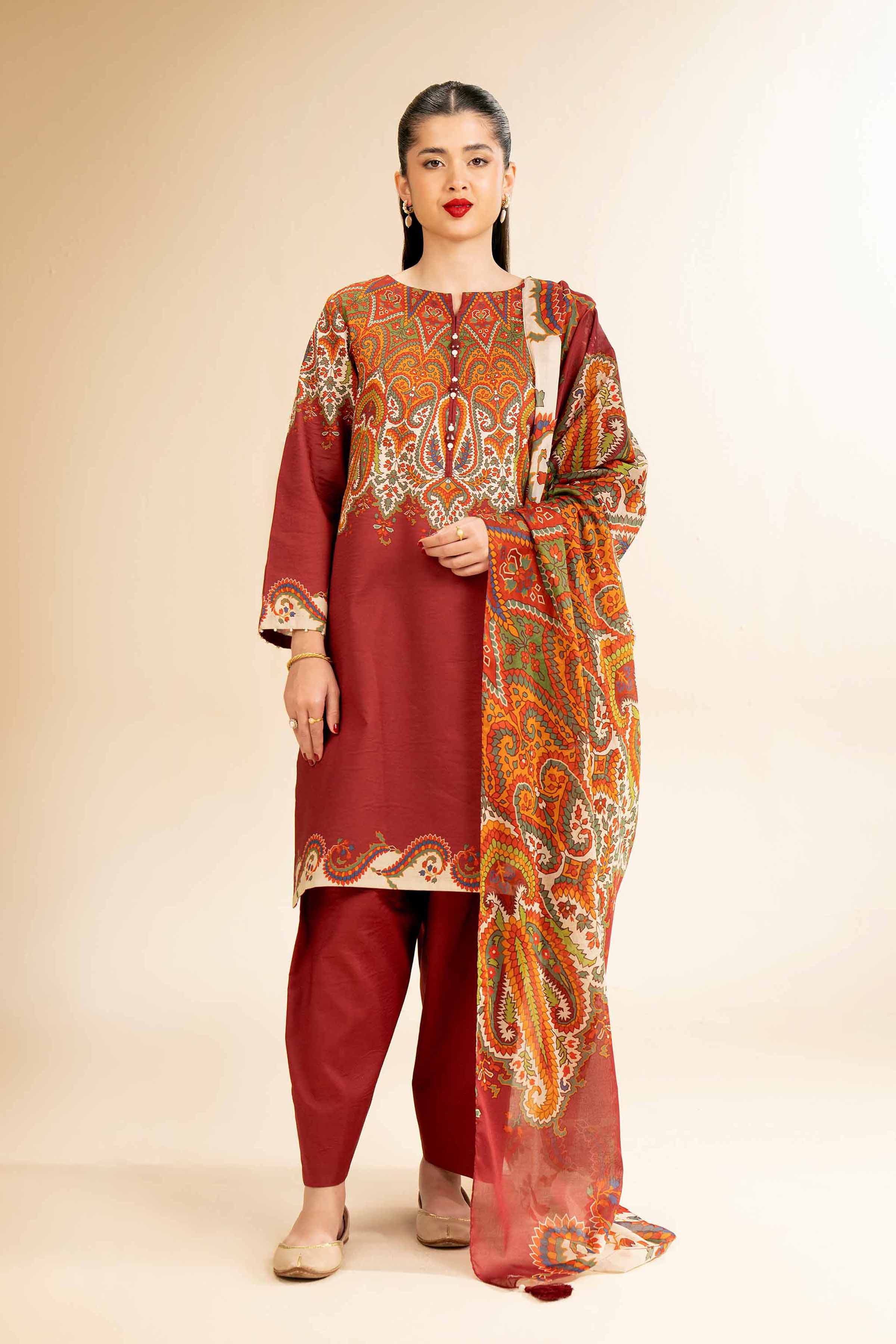 3 Piece - Digital Printed Suit - 42501204 for Women - Unstitched Collection | Nishat | Shop Online