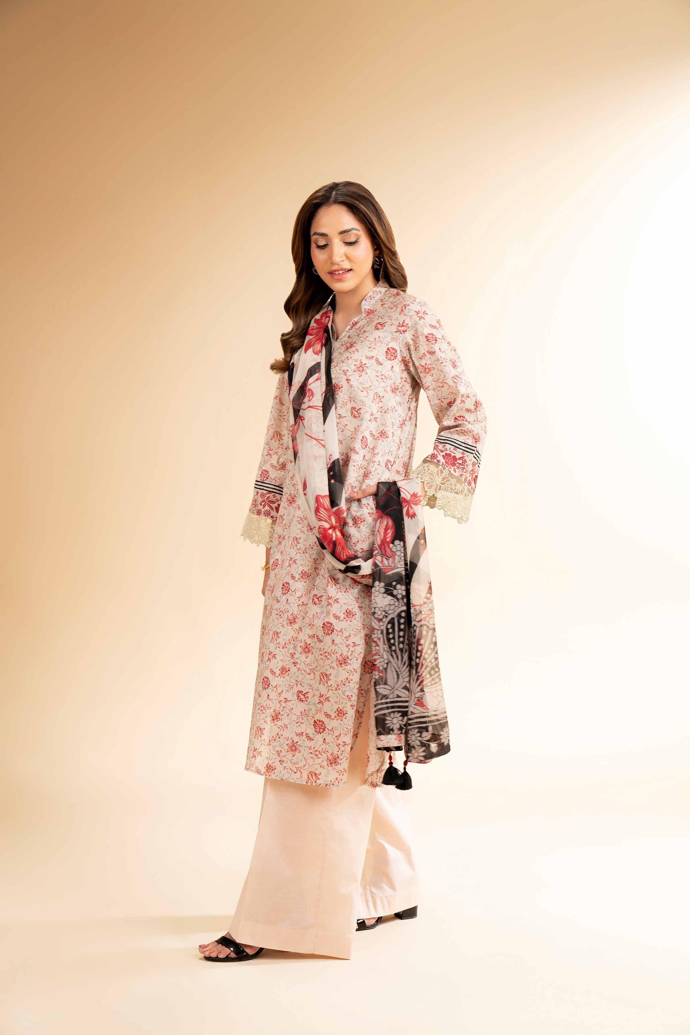 2 Piece - Printed With Laces Suit - 42501266 for Women - Unstitched Collection | Nishat | Shop Online