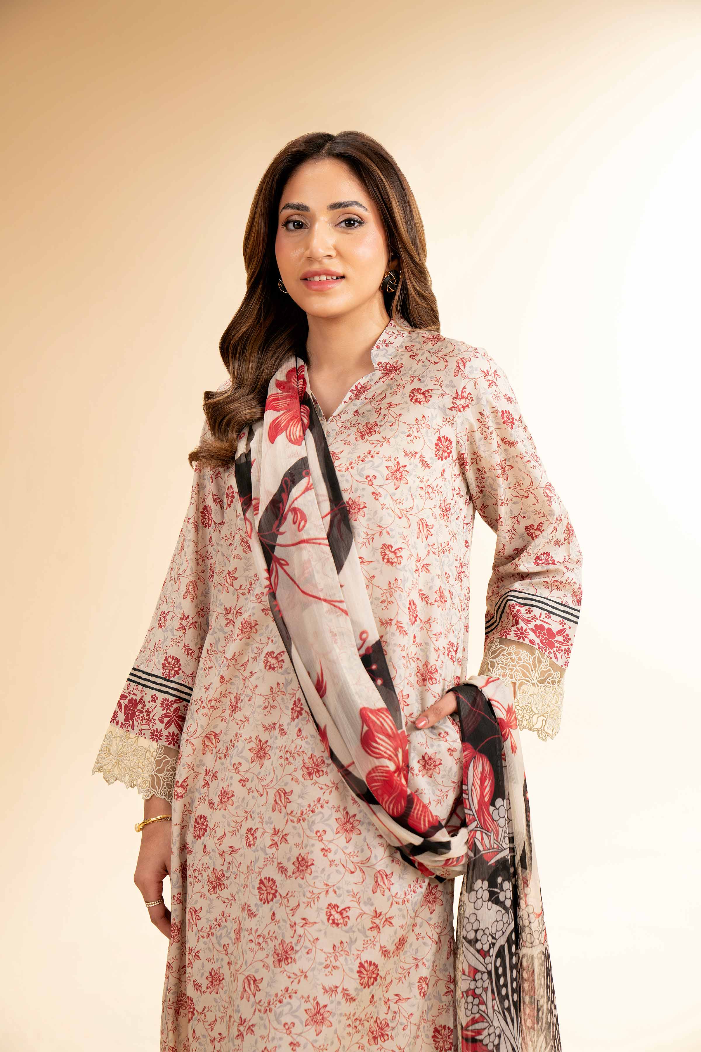 2 Piece - Printed With Laces Suit - 42501266 for Women - Unstitched Collection | Nishat | Shop Online