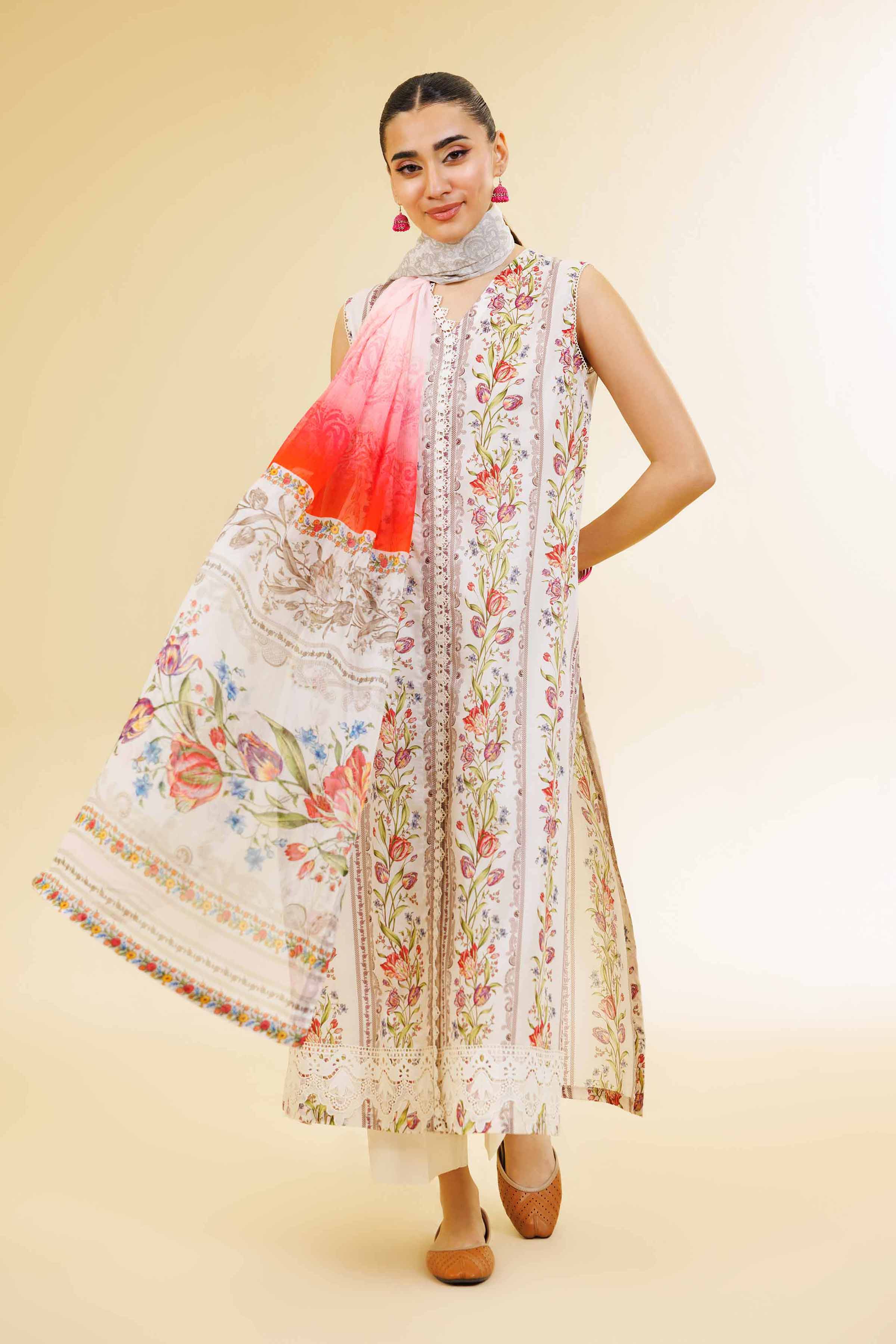 2 Piece - Printed With Laces Suit - 42501267 for Women - Unstitched Collection | Nishat | Shop Online