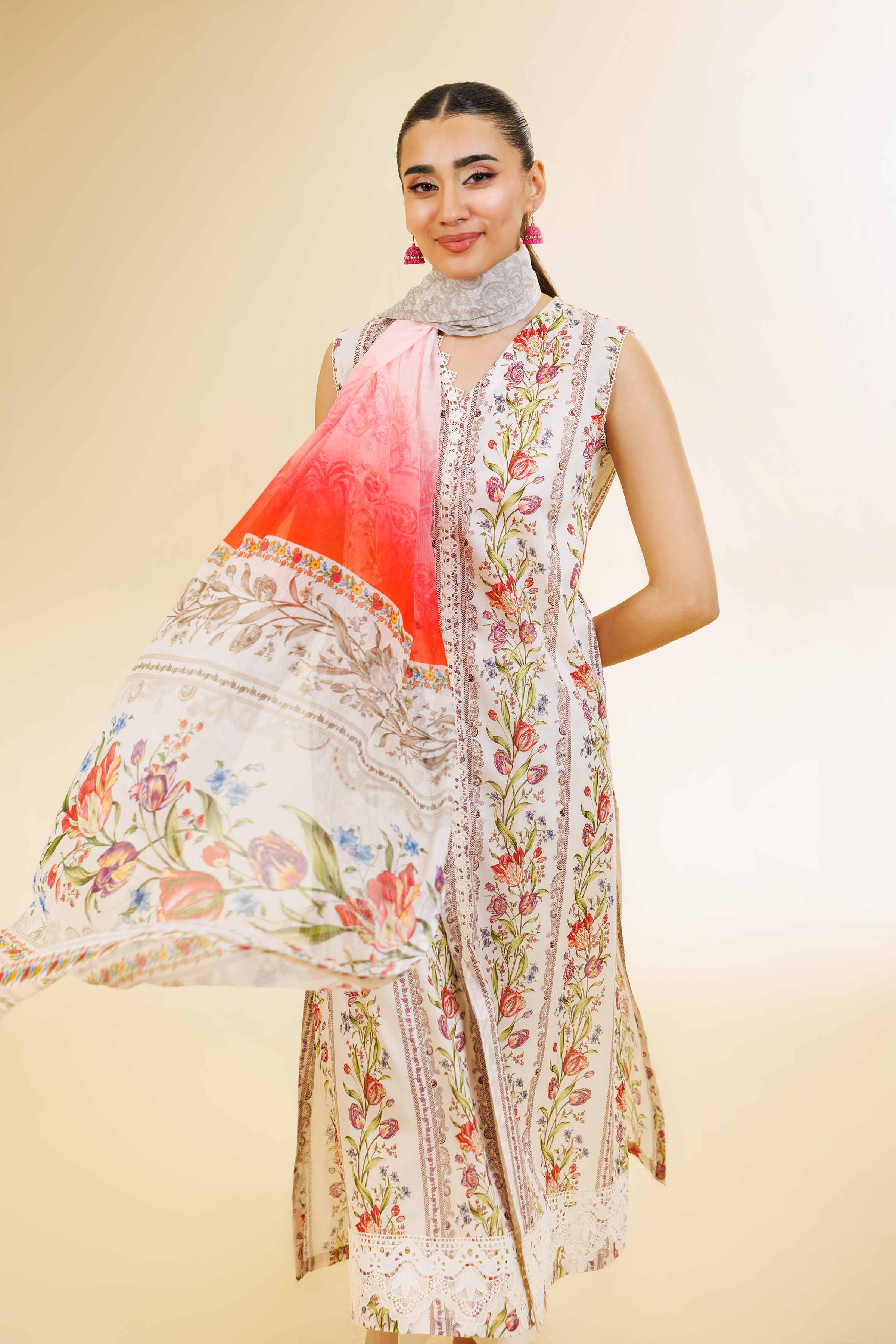 2 Piece - Printed With Laces Suit - 42501267 for Women - Unstitched Collection | Nishat | Shop Online