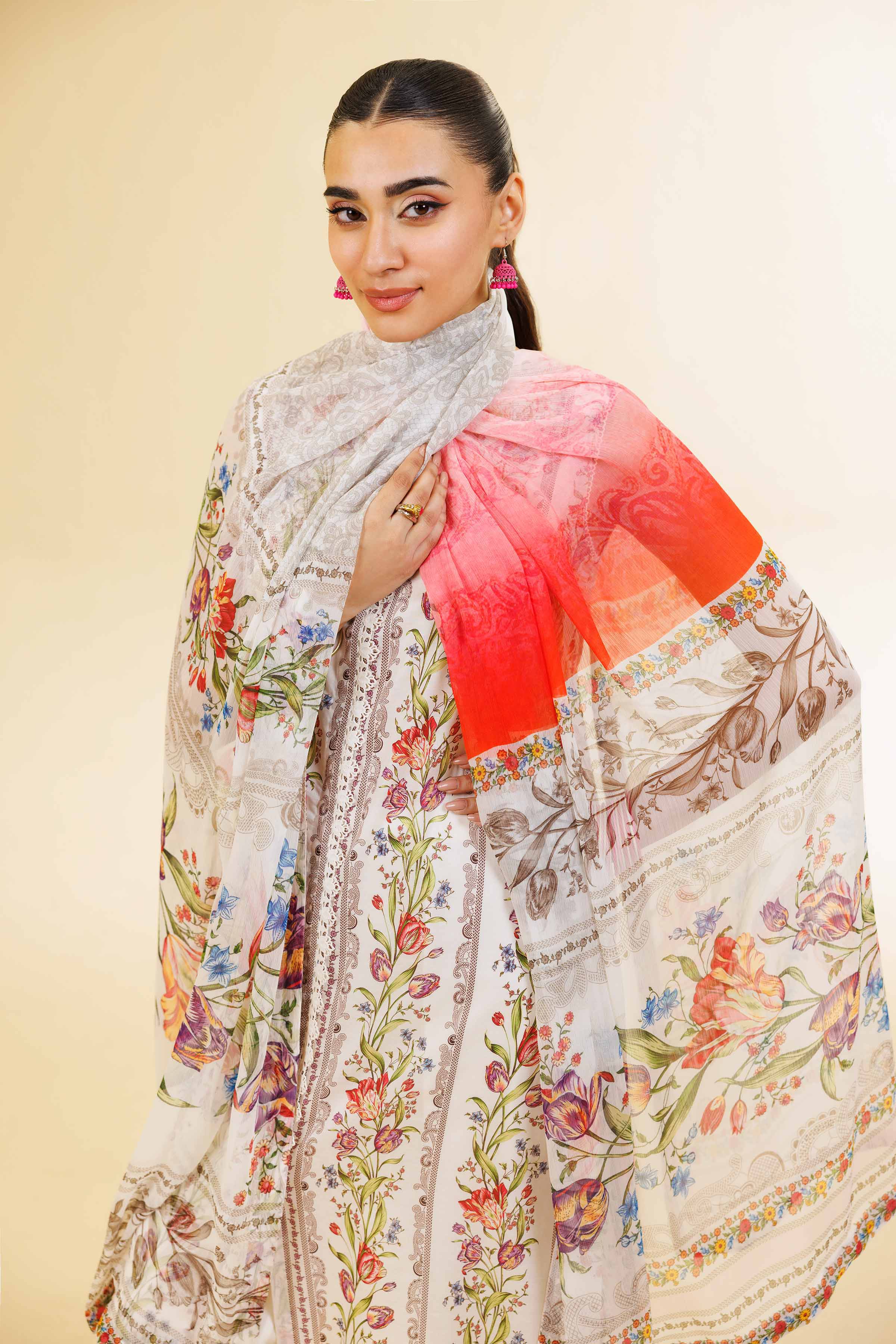 2 Piece - Printed With Laces Suit - 42501267 for Women - Unstitched Collection | Nishat | Shop Online